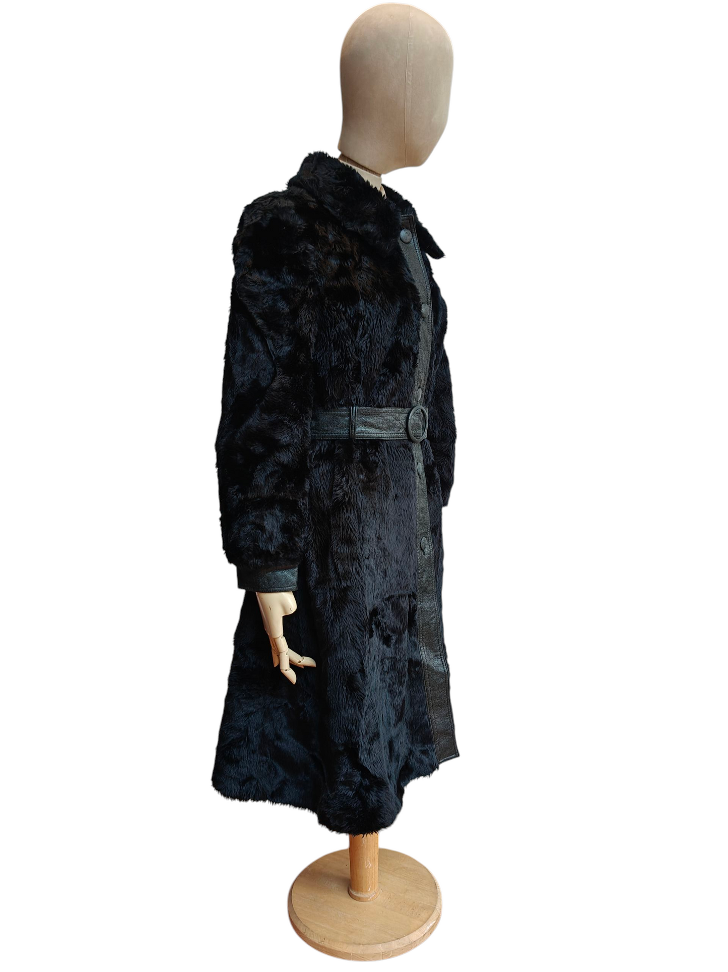 1970's faux fur coat in black