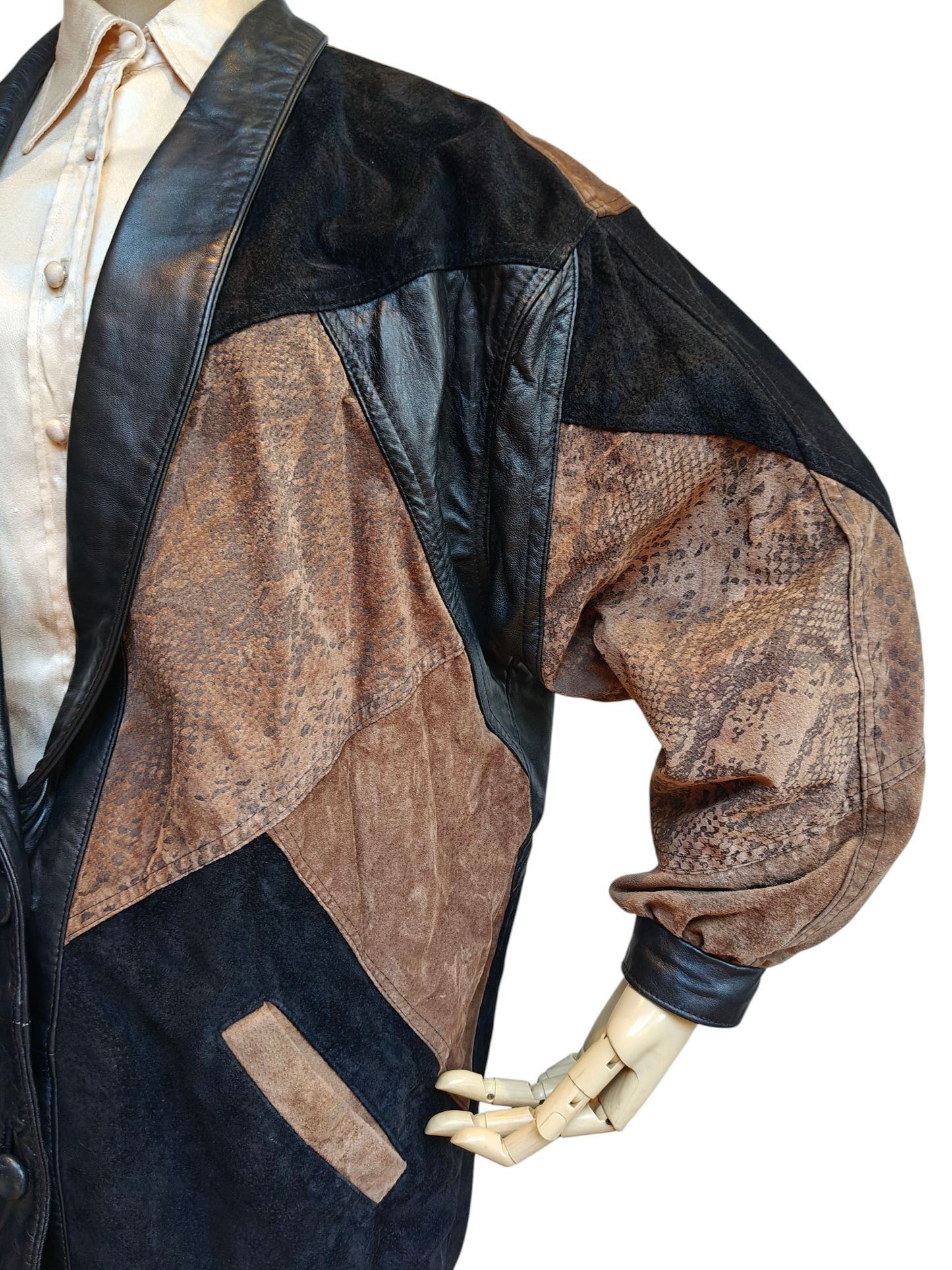 1980's snake print suede long jacket