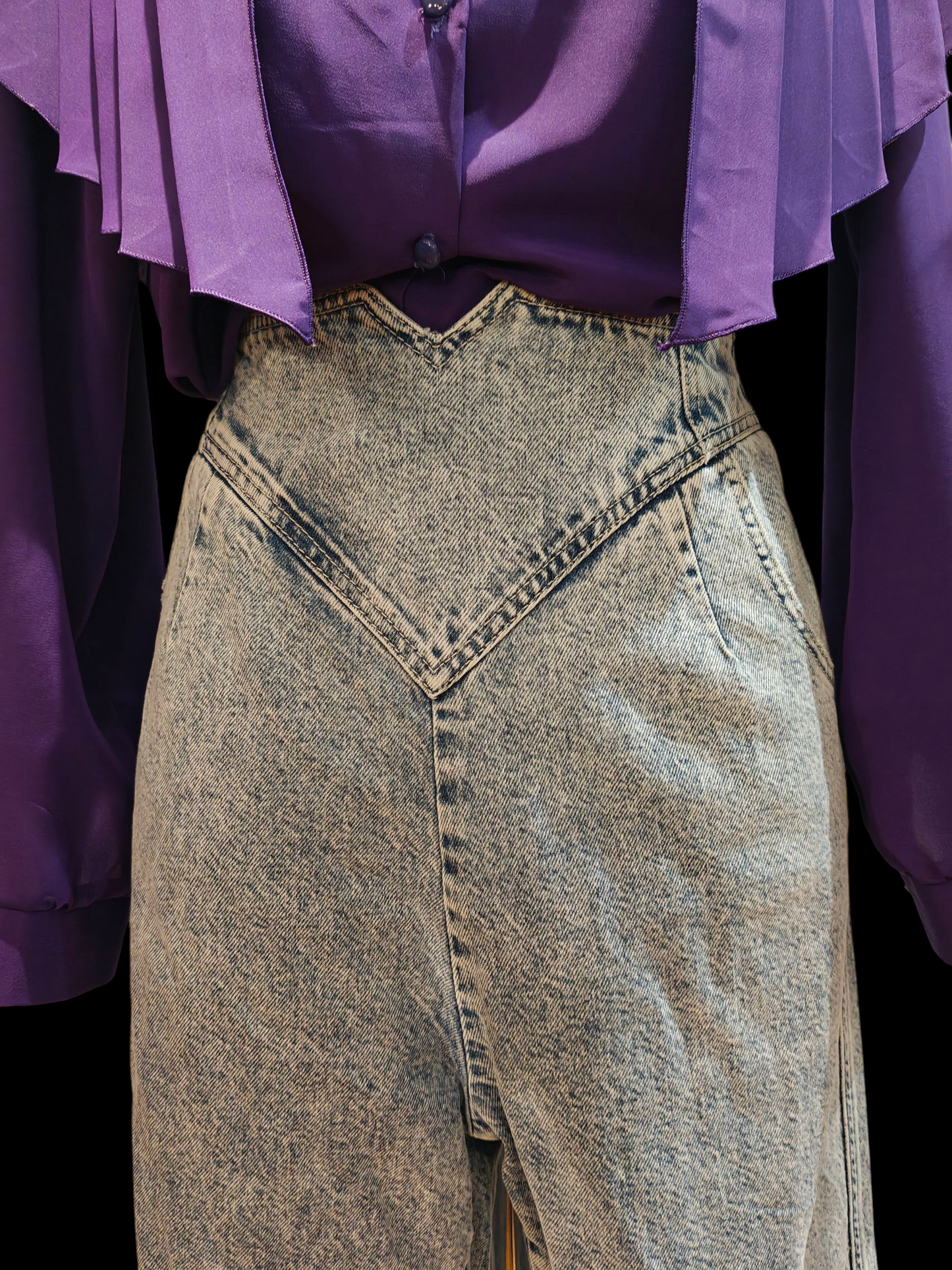 1980's stone wash jeans with statement waist
