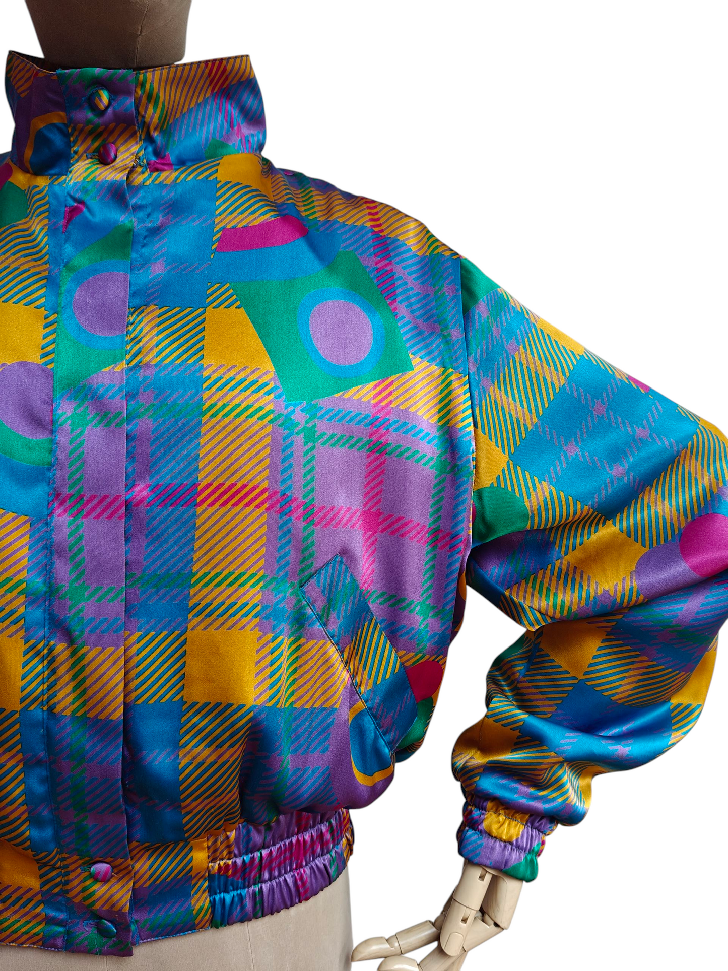 80's print jacket in rainbow colours