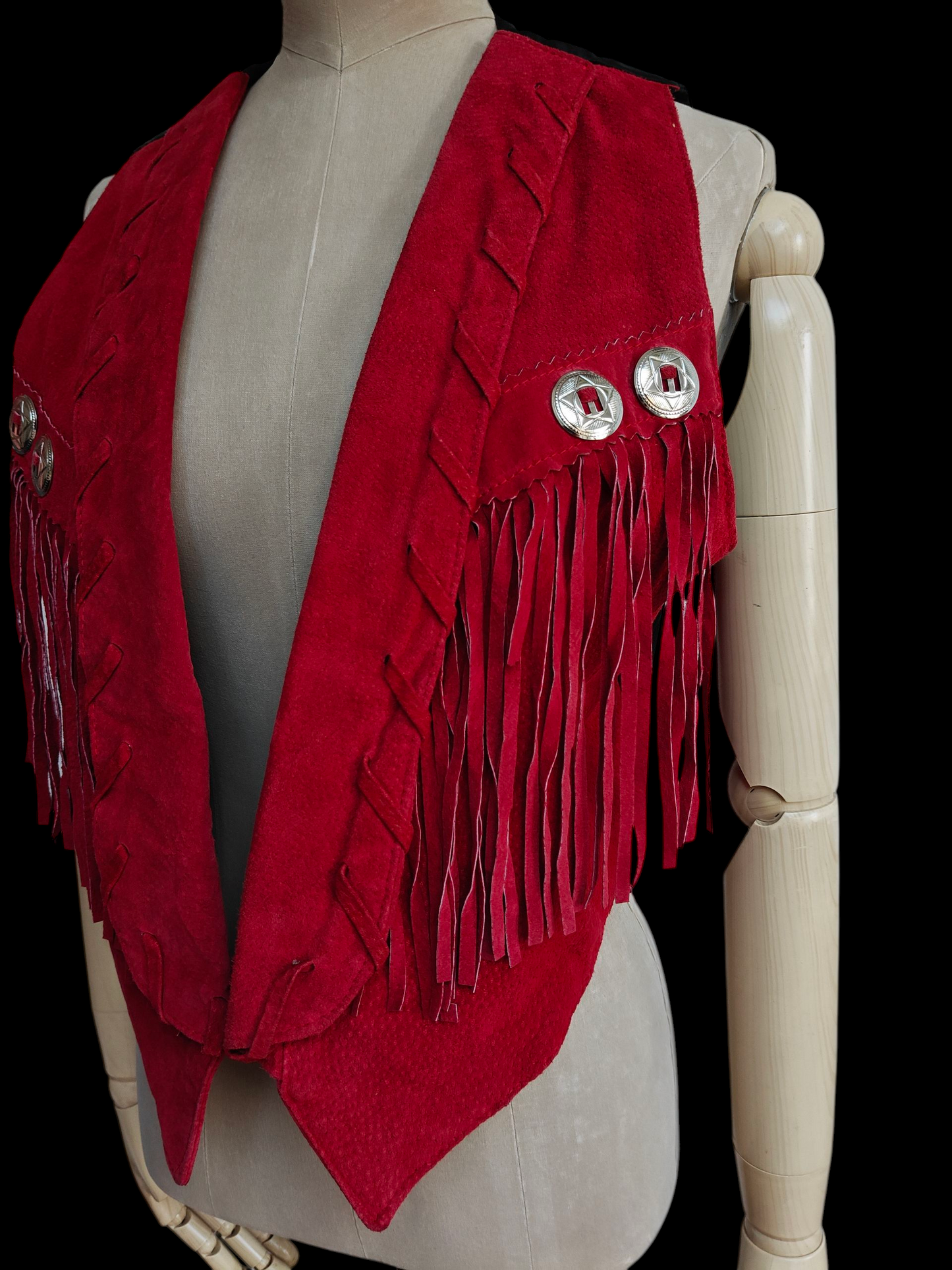 Americana vintage waistcoat in red suede