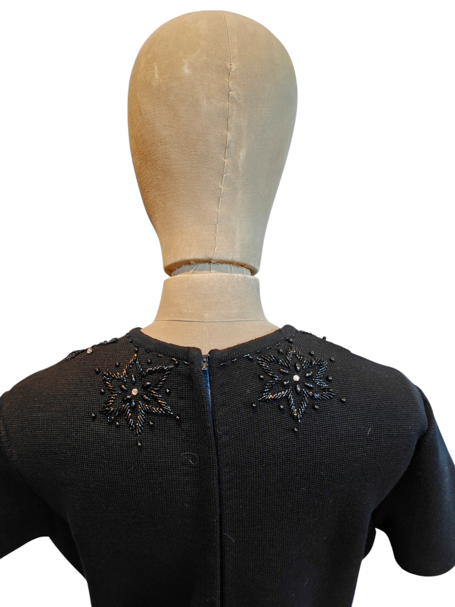 Black wool vintage midi dress 14-16