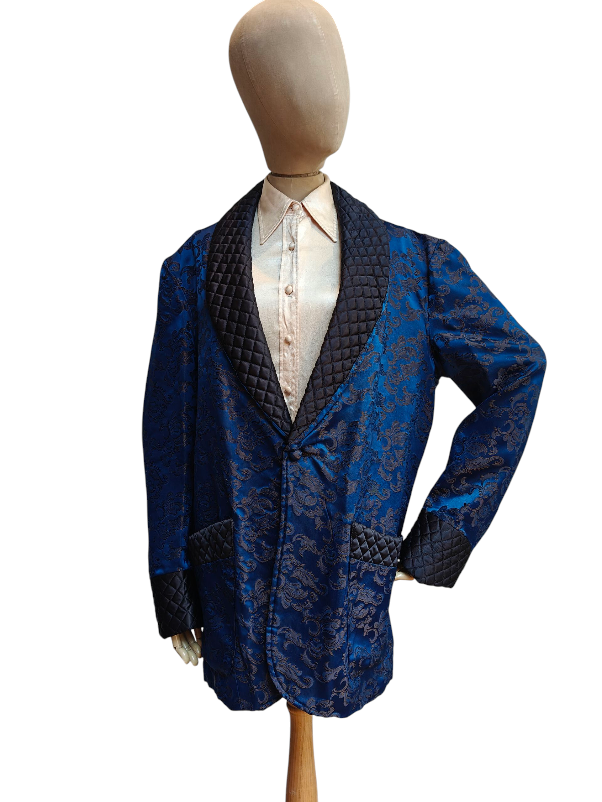 Blue and black smoking jacket with oriental – Olive