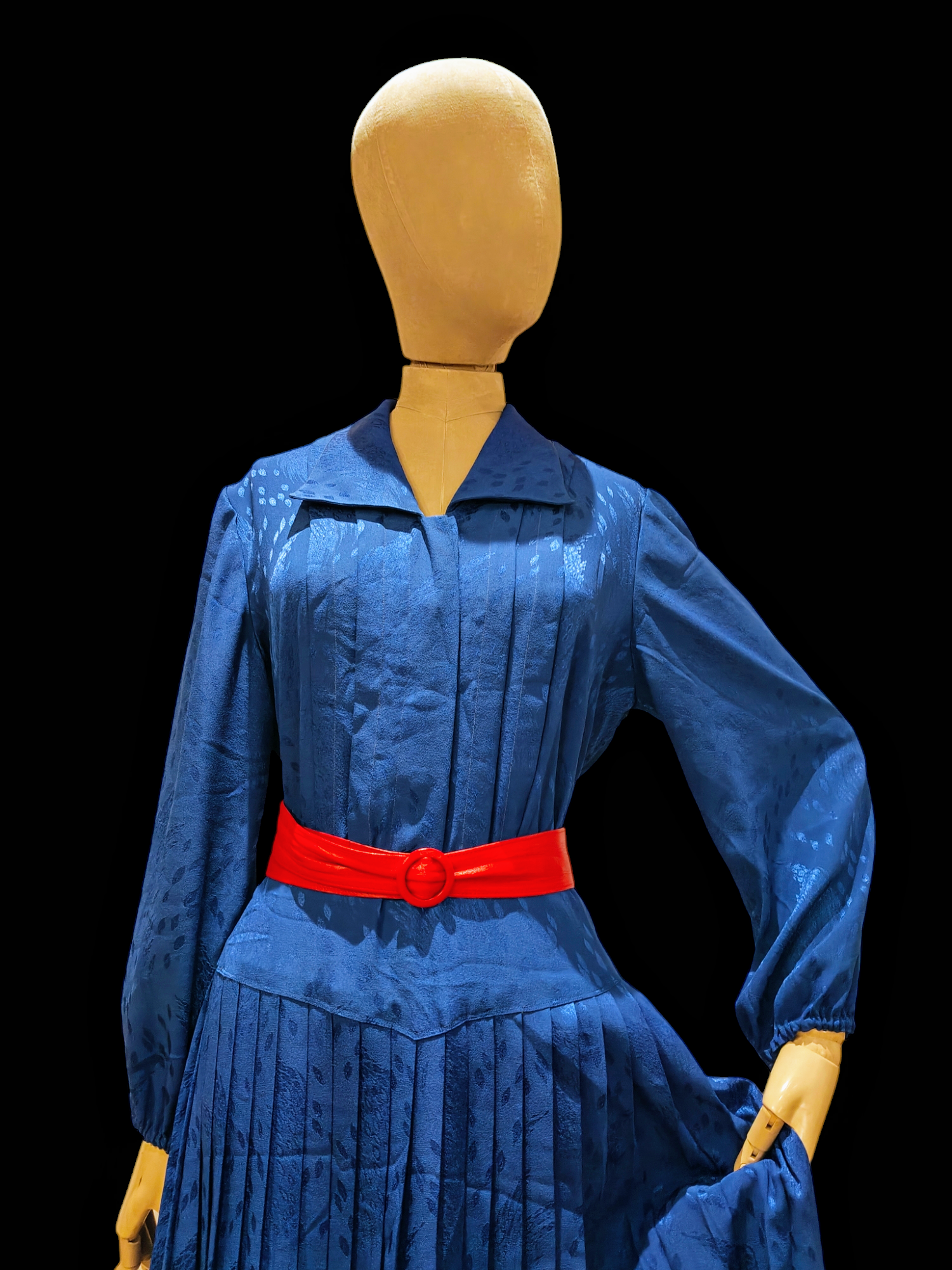 Electric blue 80's dress with dropped waist
