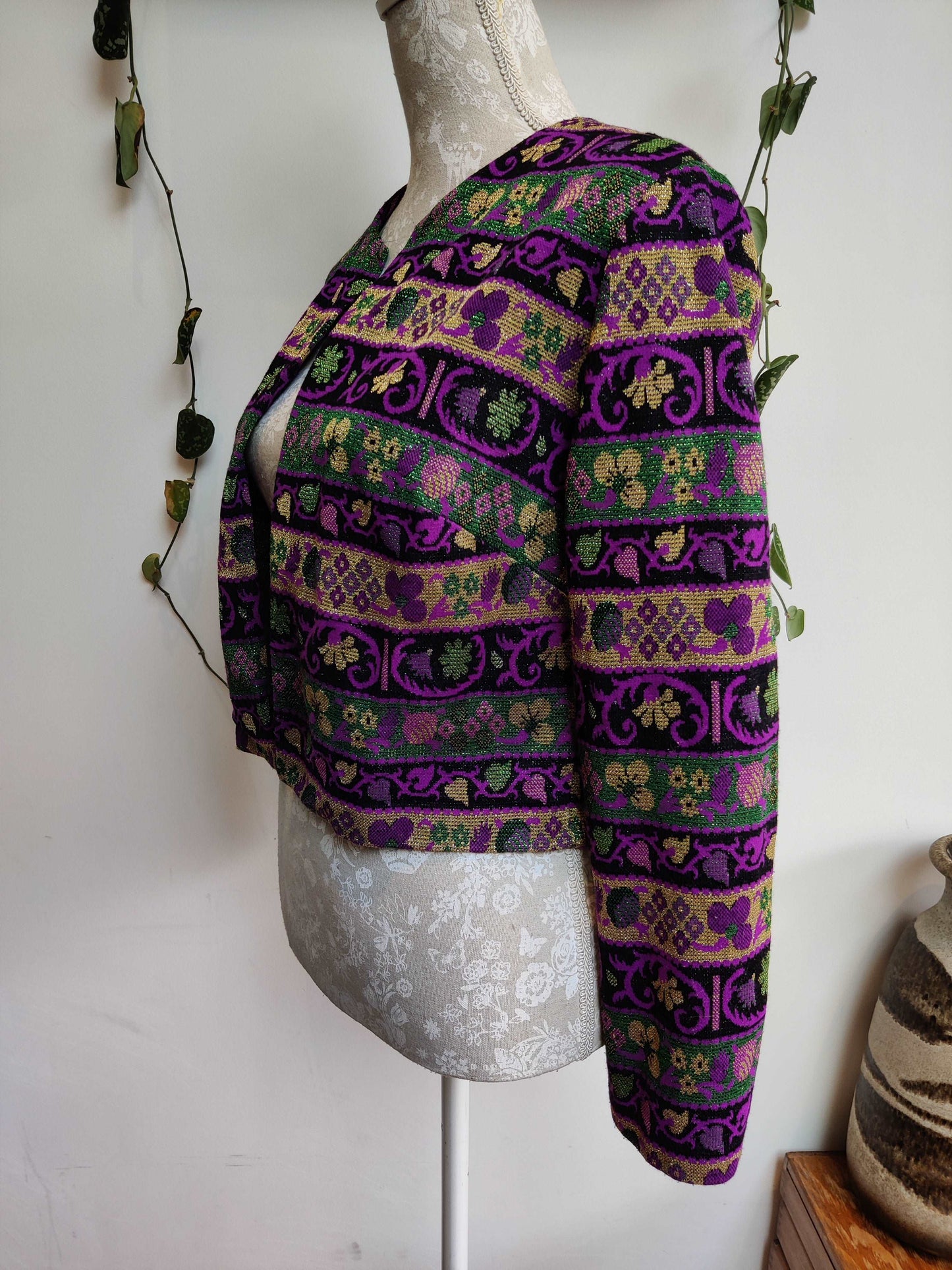 Vintage lurex cardigan purple