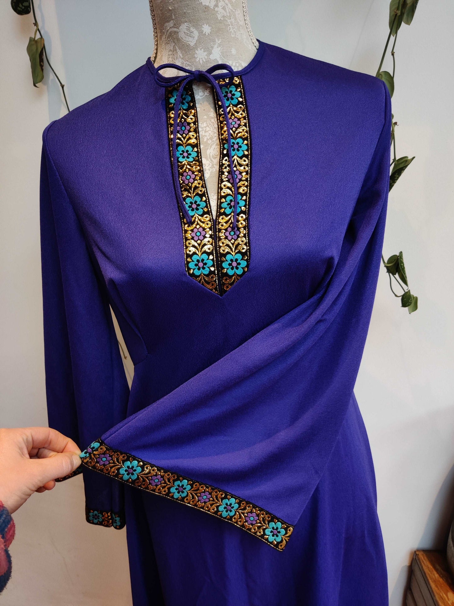 Vintage dress with embroidery trim