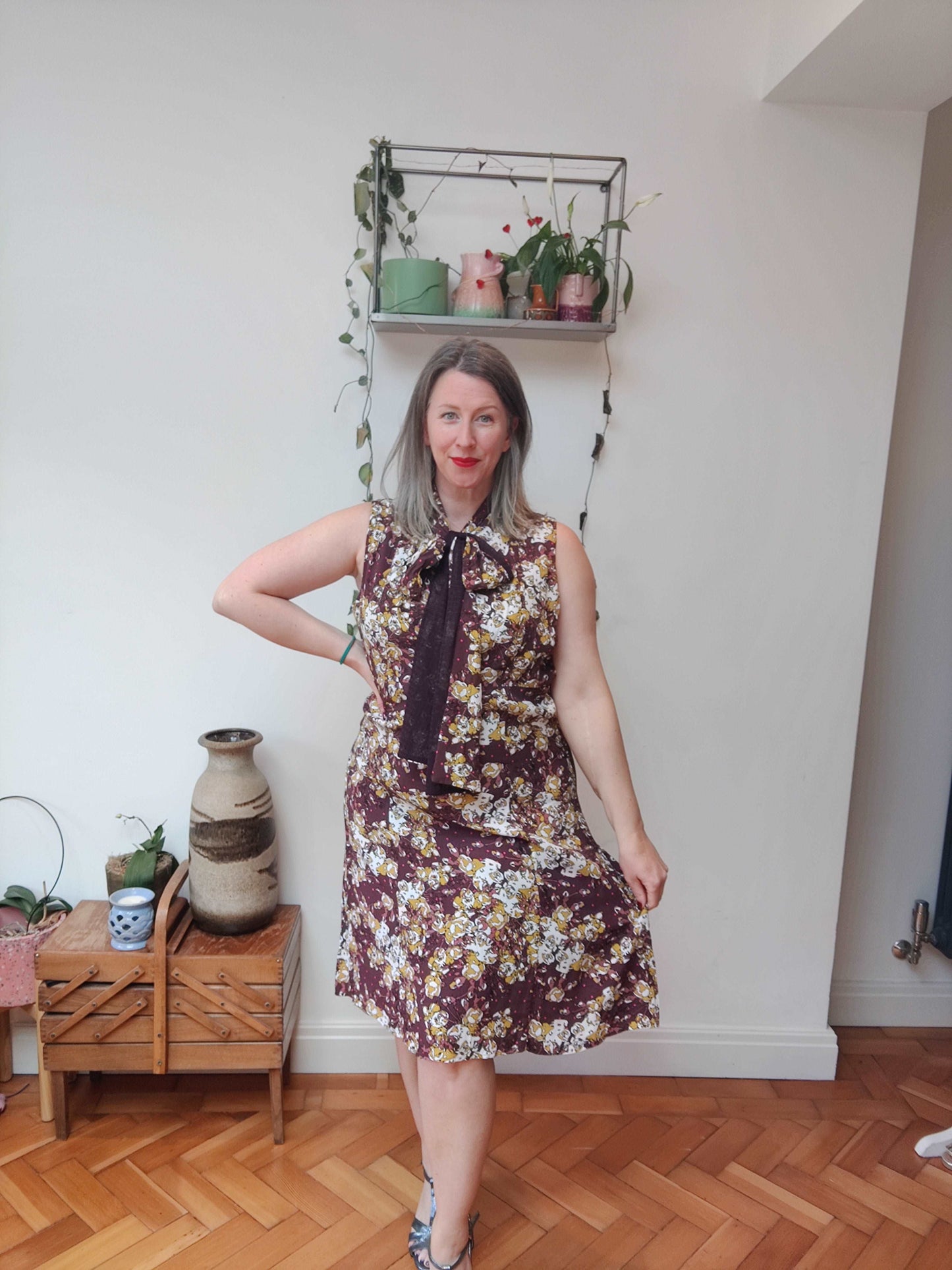 Knee length plus size floral dress. 16