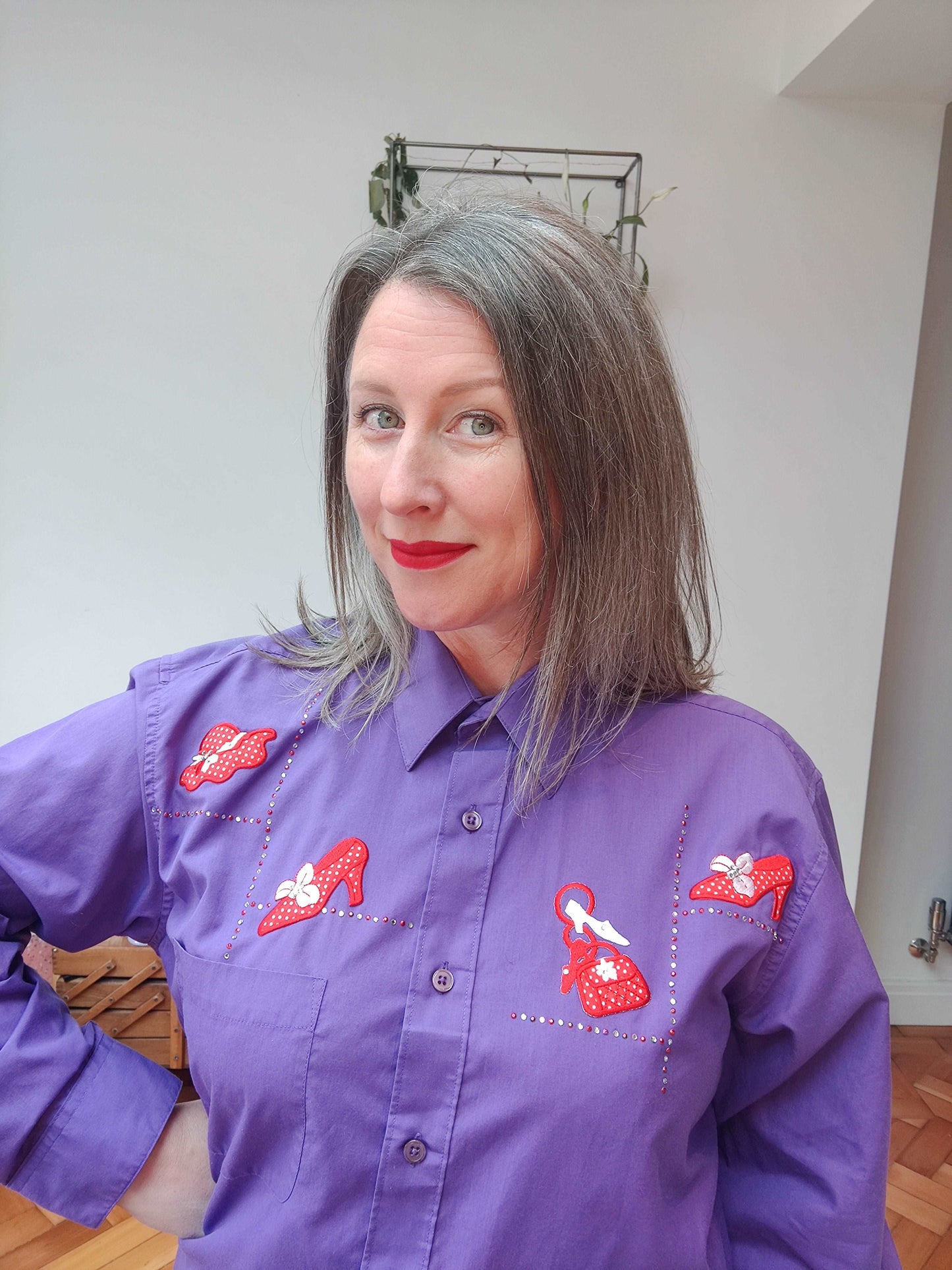 Vintage shirt with handbag print