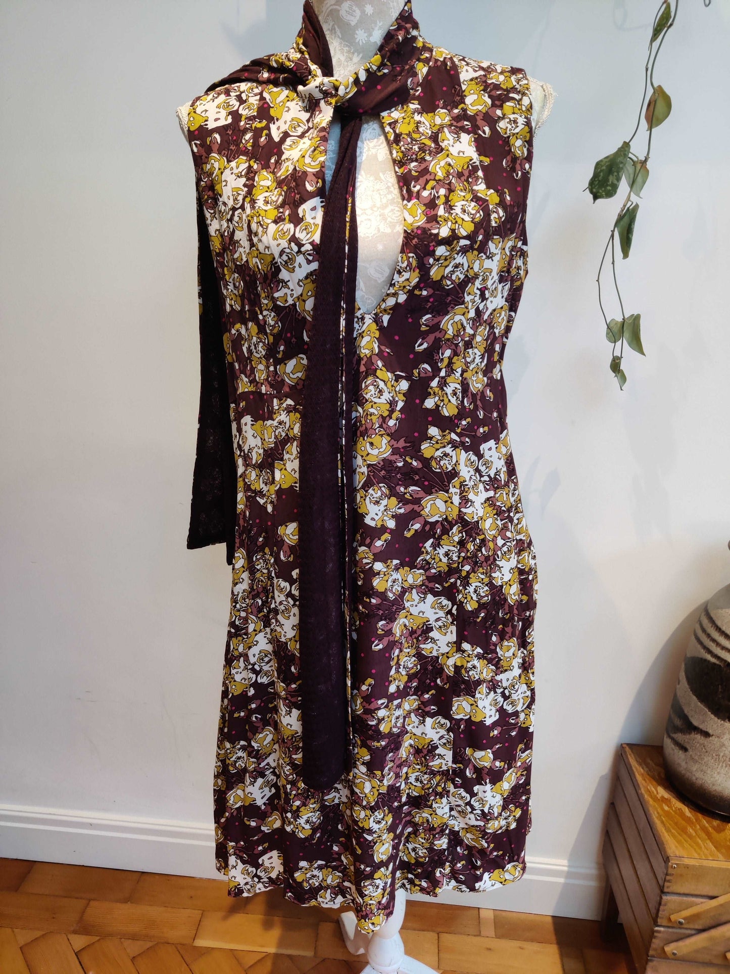 size 16 floral dress with pussy bow