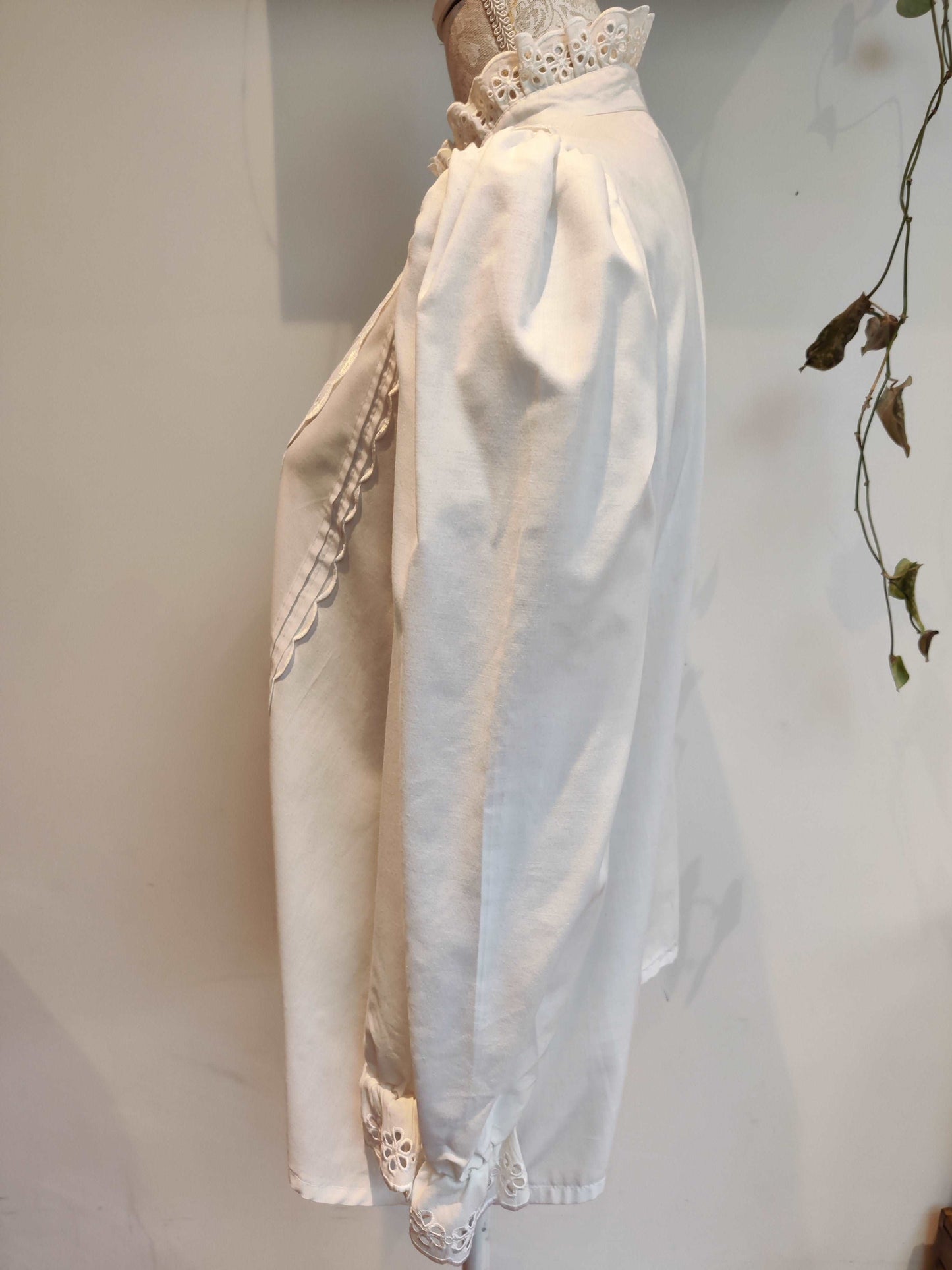 High neck prairie shirt in white.