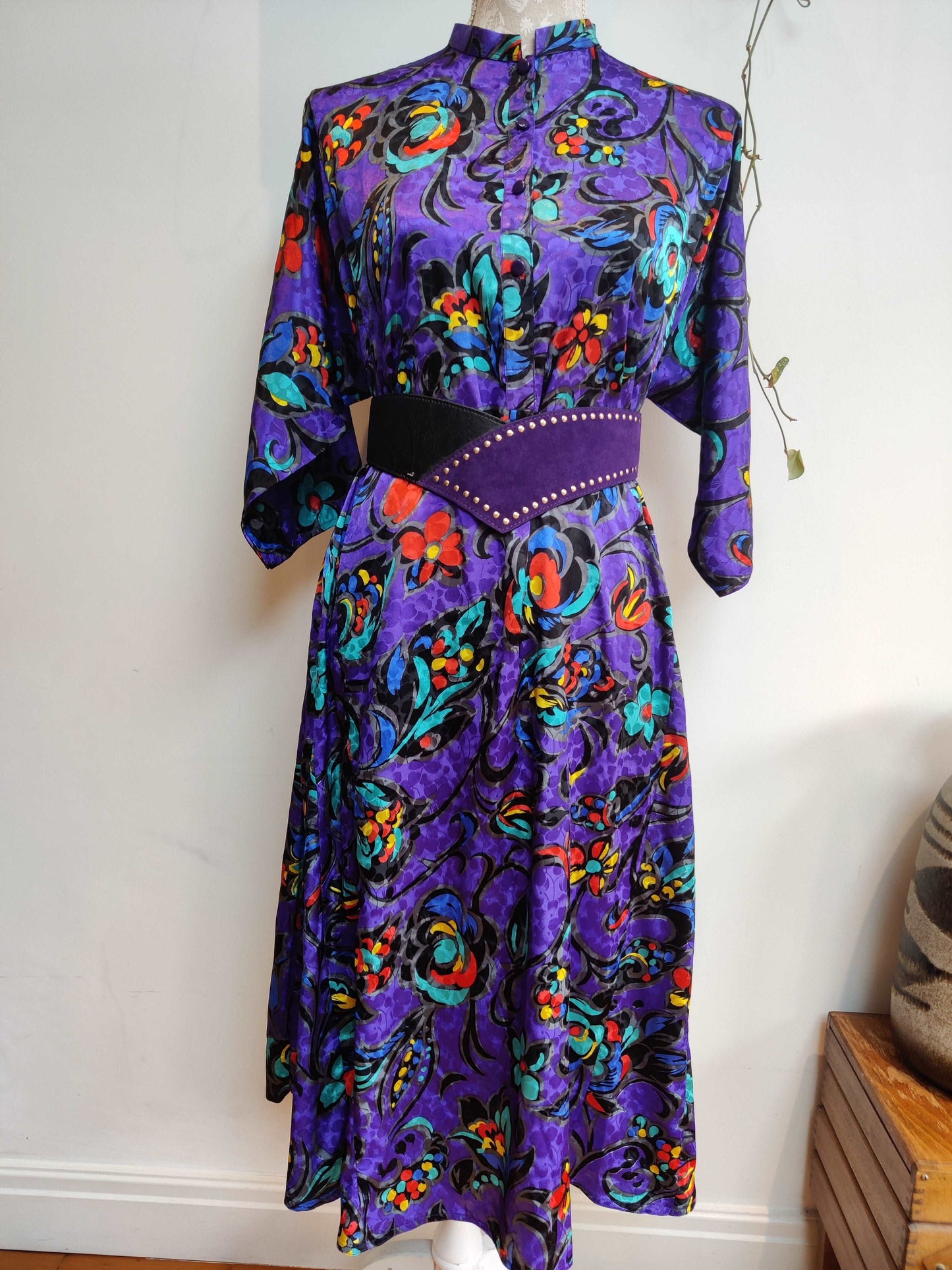 High neck floral midi dress. plus size.