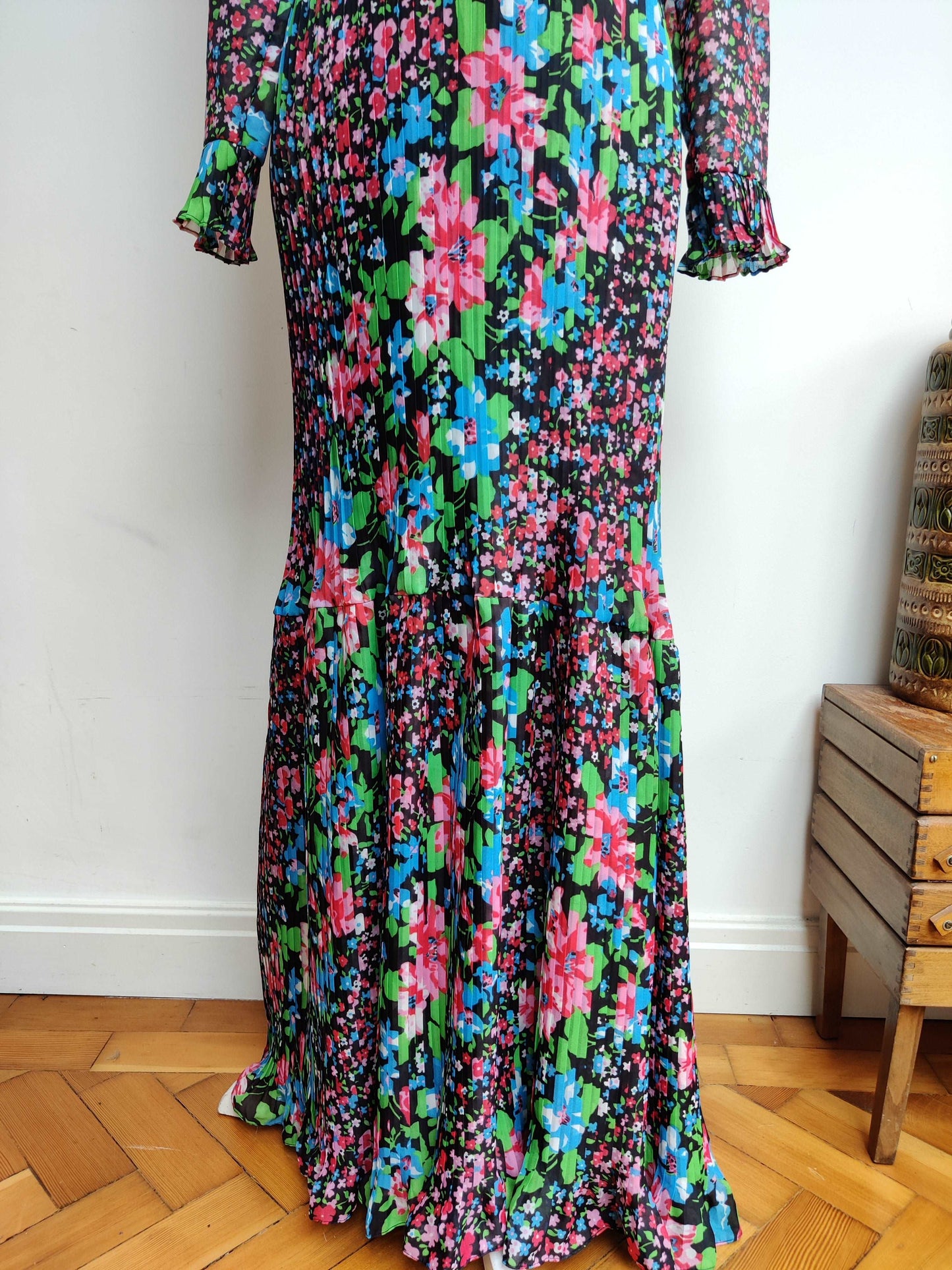 Vintage pleated maxi dress