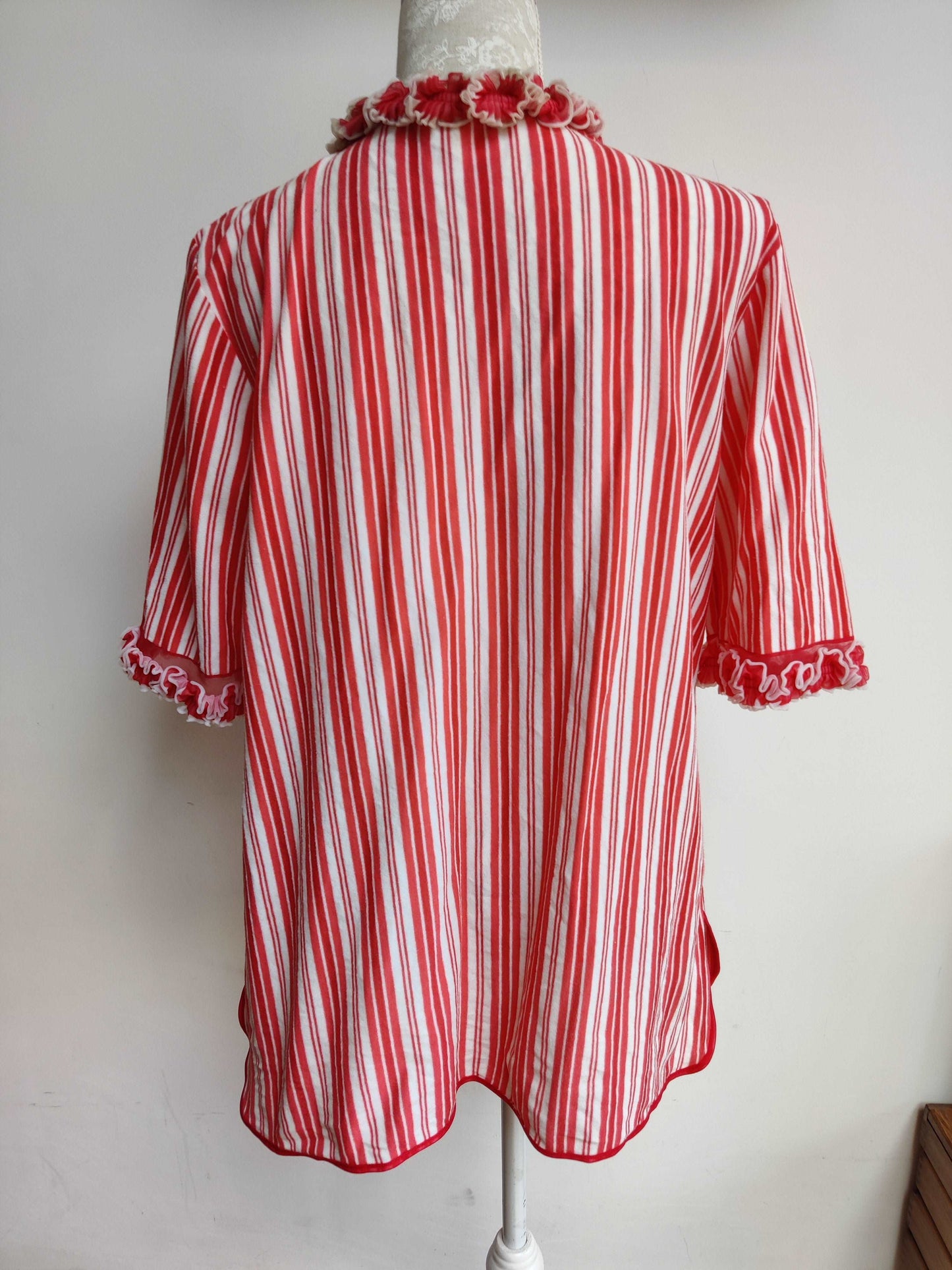 Fabulous coral stripe vintage frill smock top.