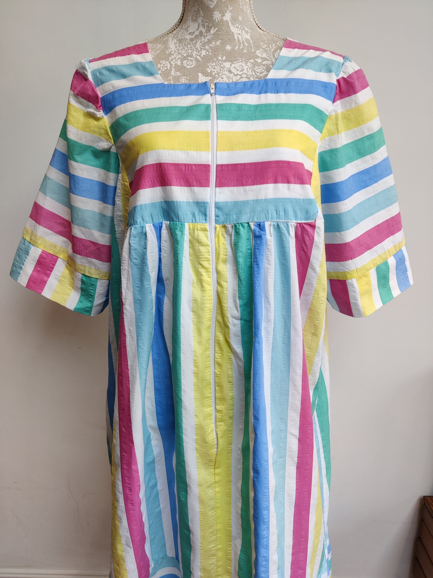 Vintage Saybury dress with rainbow stripe. size 14-18