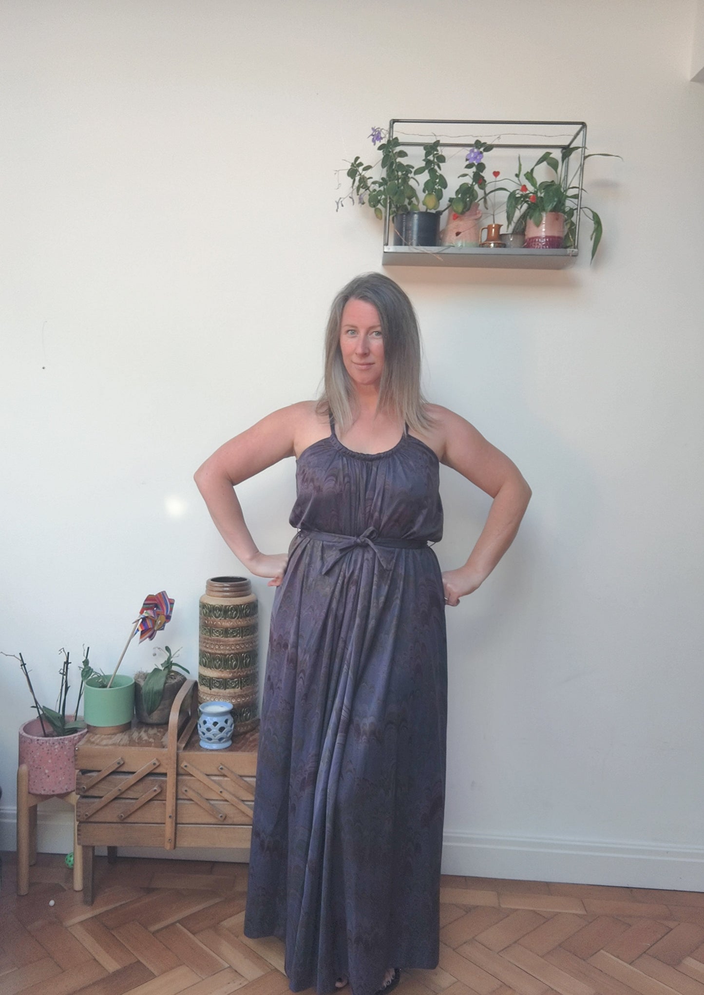 Stunning marble print vintage Quad maxi dress