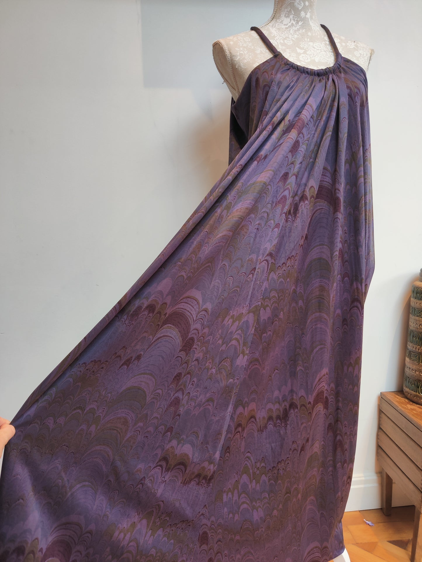 Incredible 70s QUAD dress with marble print