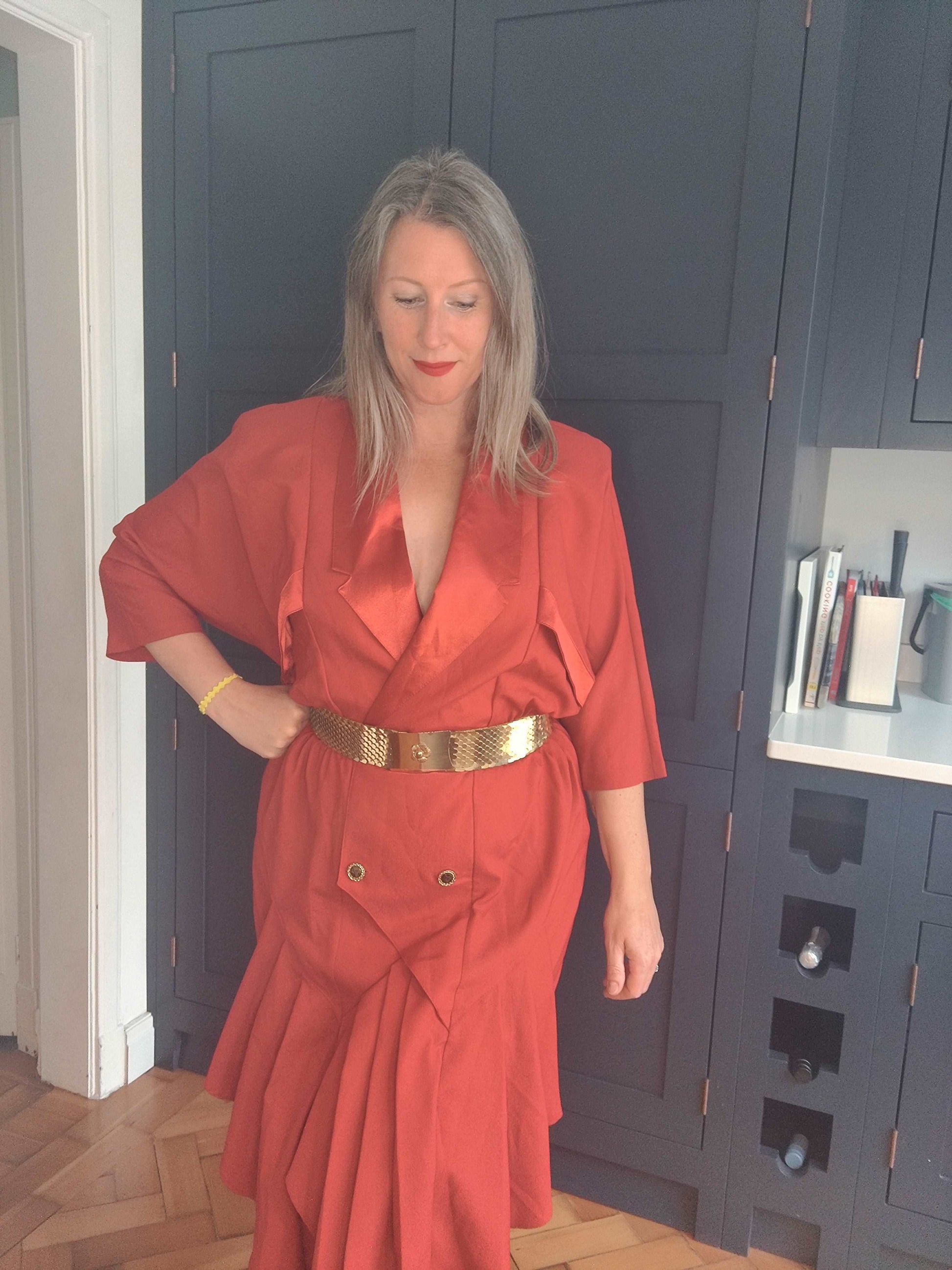 80s red power dress size 12-16