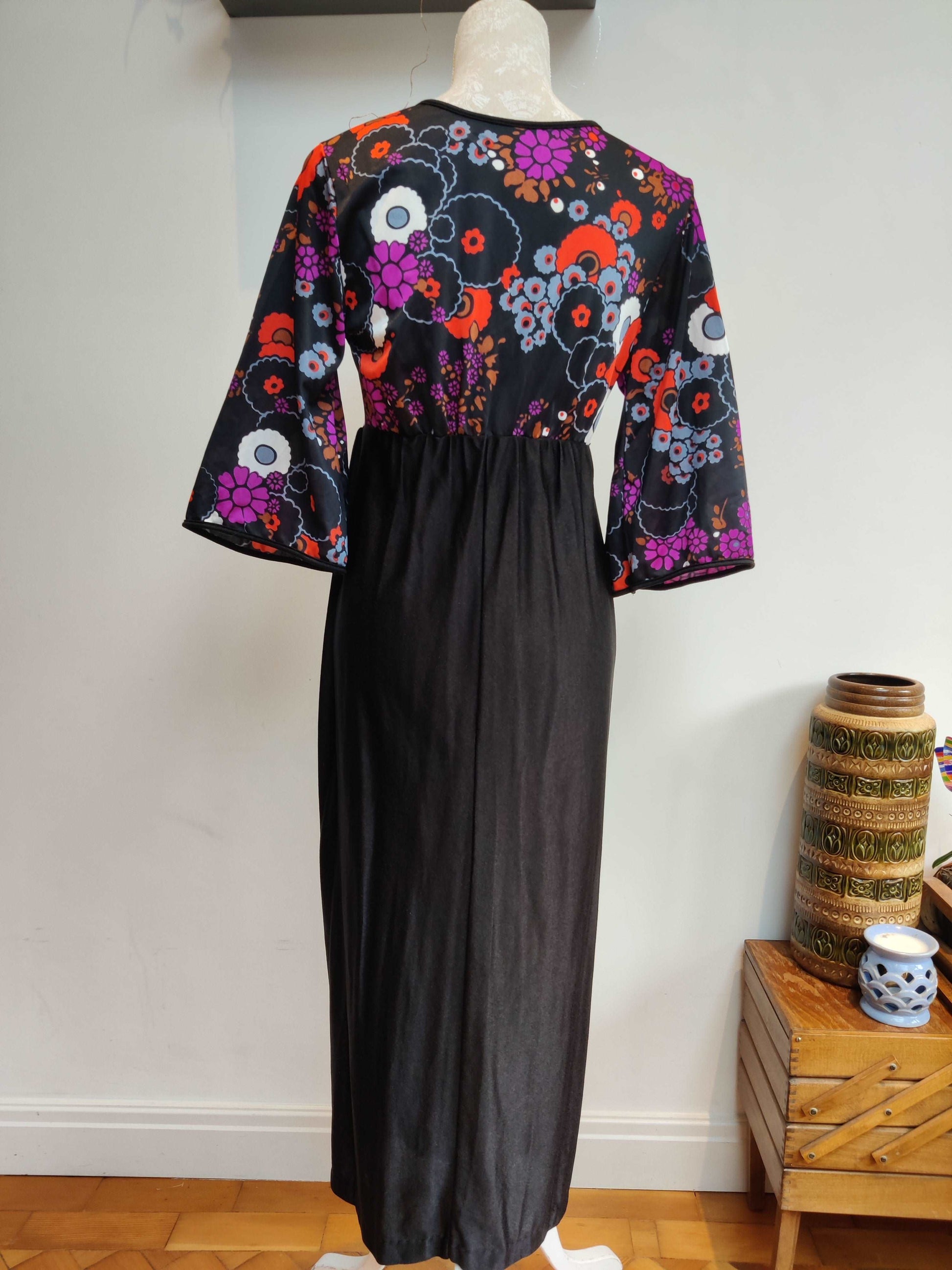 Black maxi with pink psychedelic print
