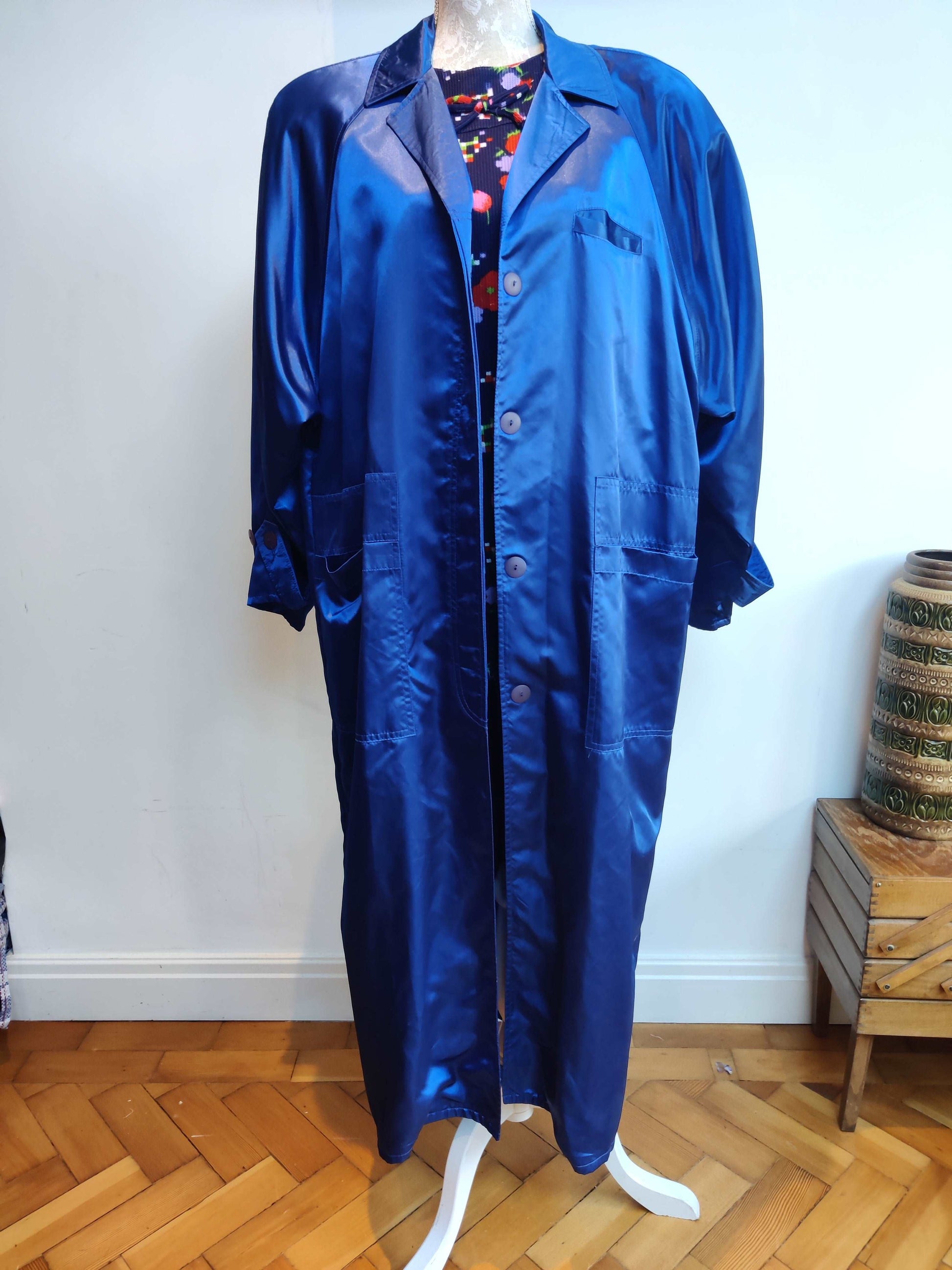Incredible bright blue silk style jacket.