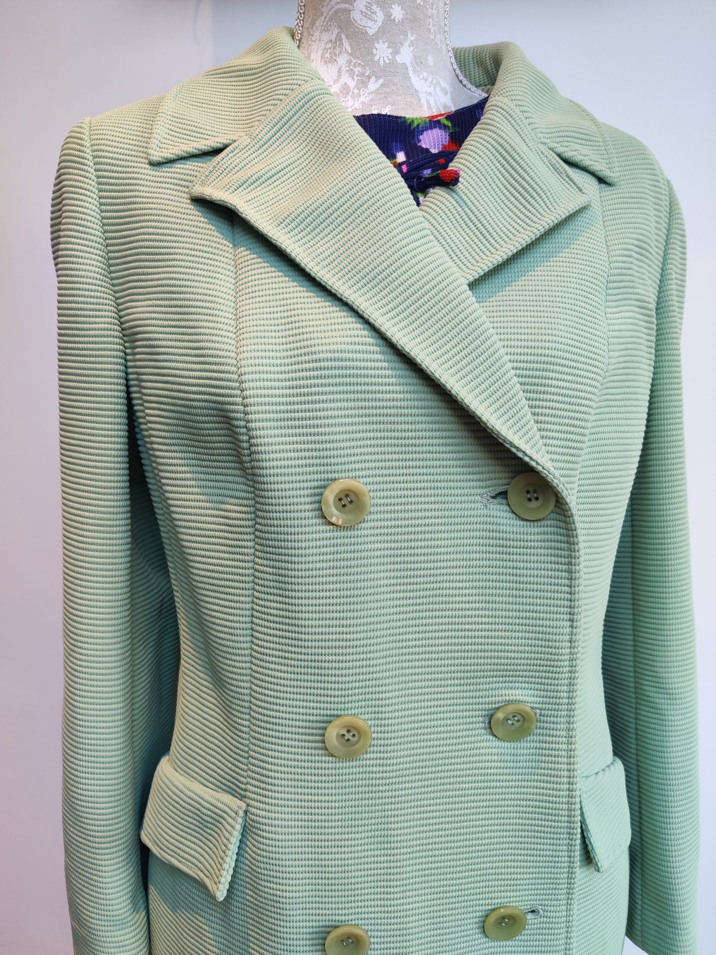 Mint green 60s Crimplene jacket. Size 14.