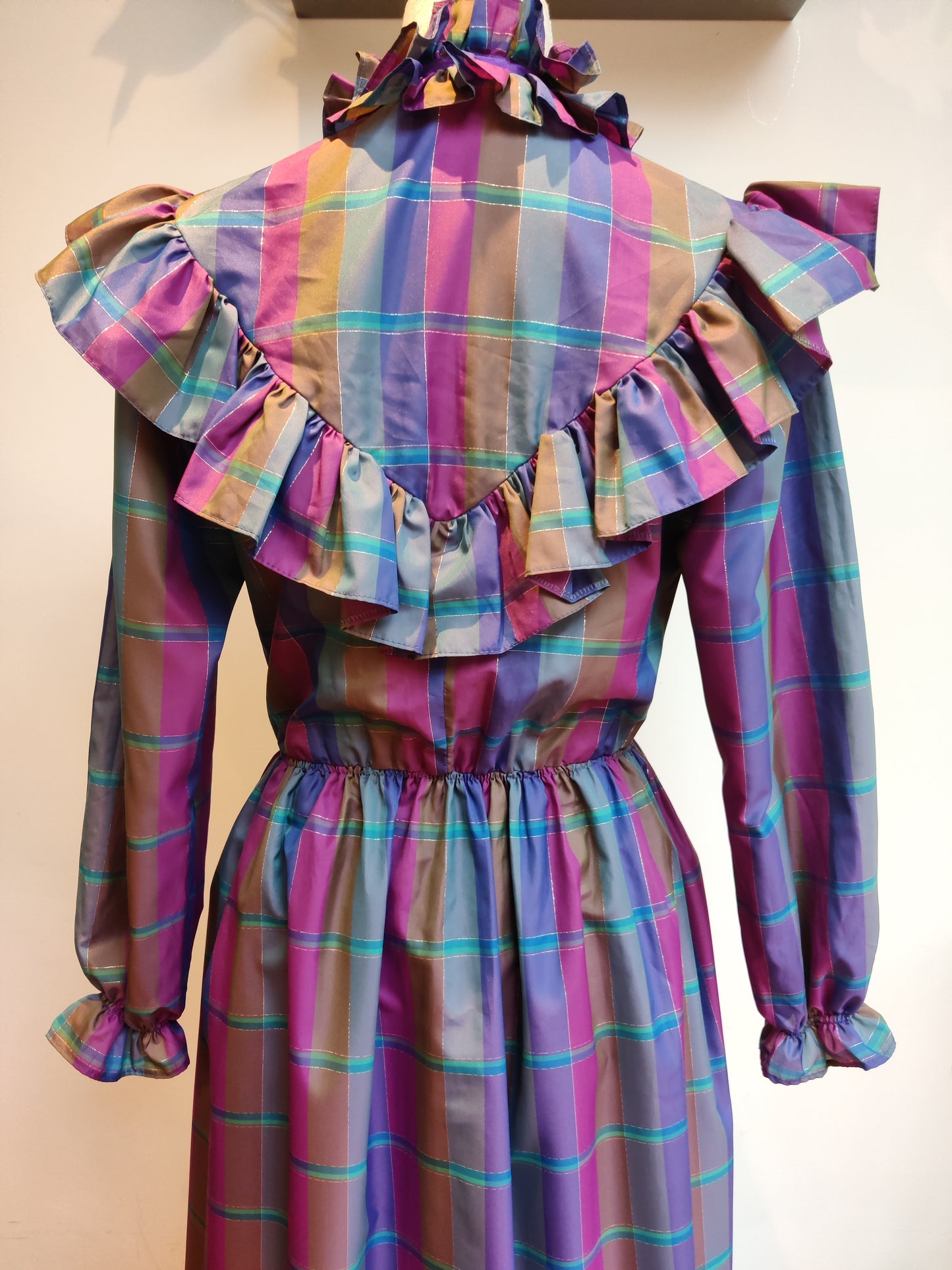 Amazing purple and blue check 70s maxi