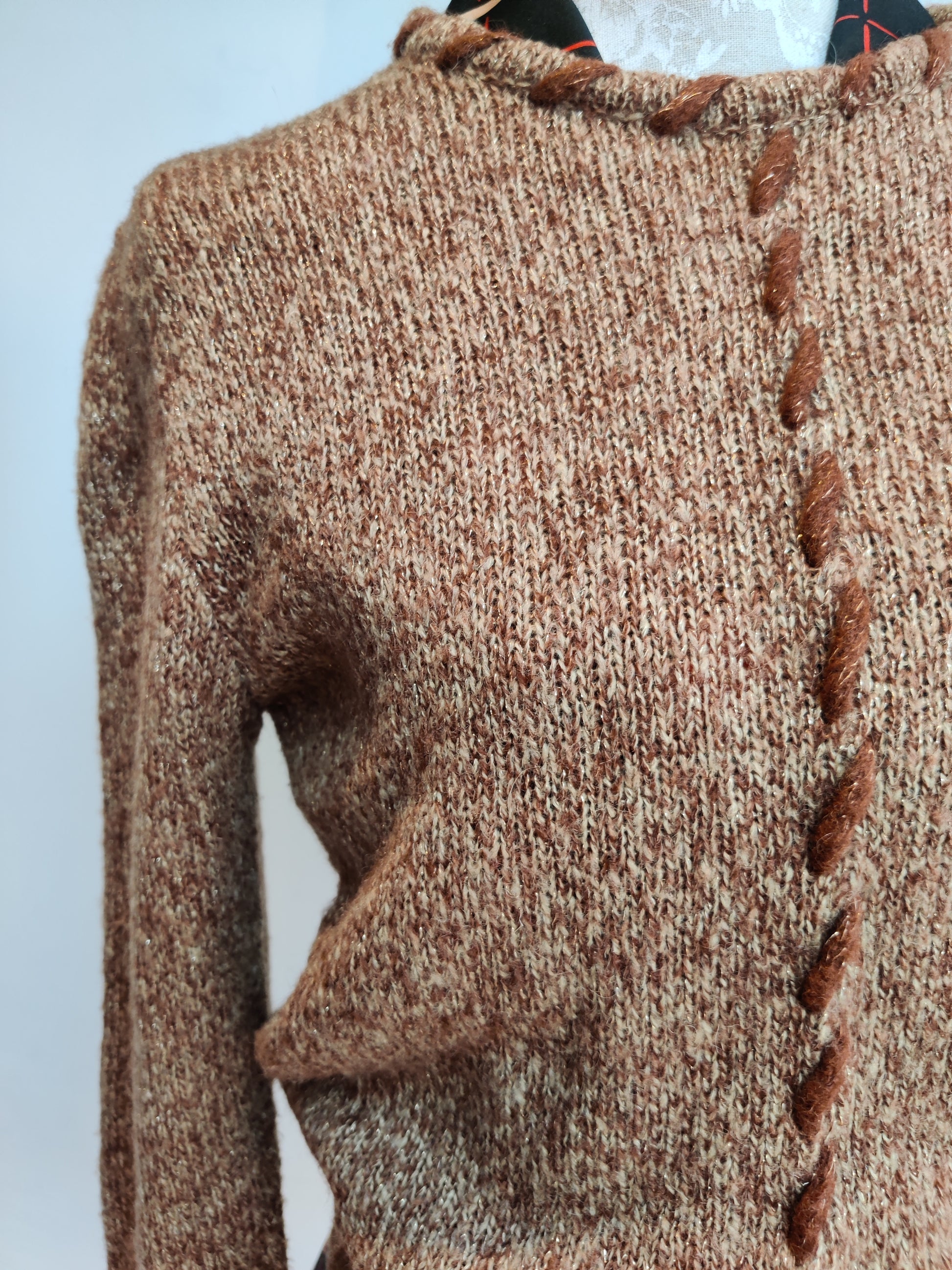 Brown and gold knitted jumper size 10-12
