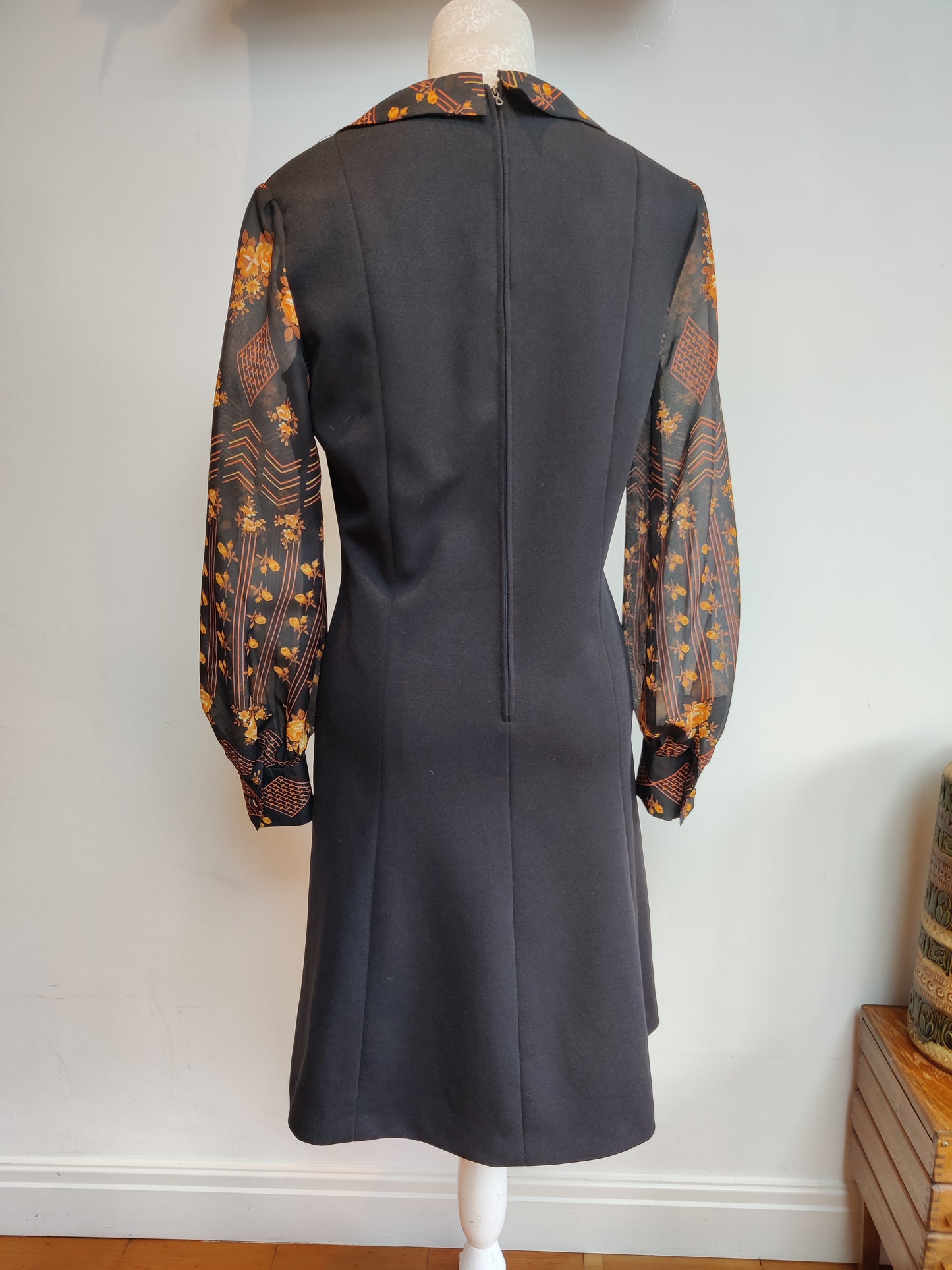 Lovely black vintage dress with bow tie neck