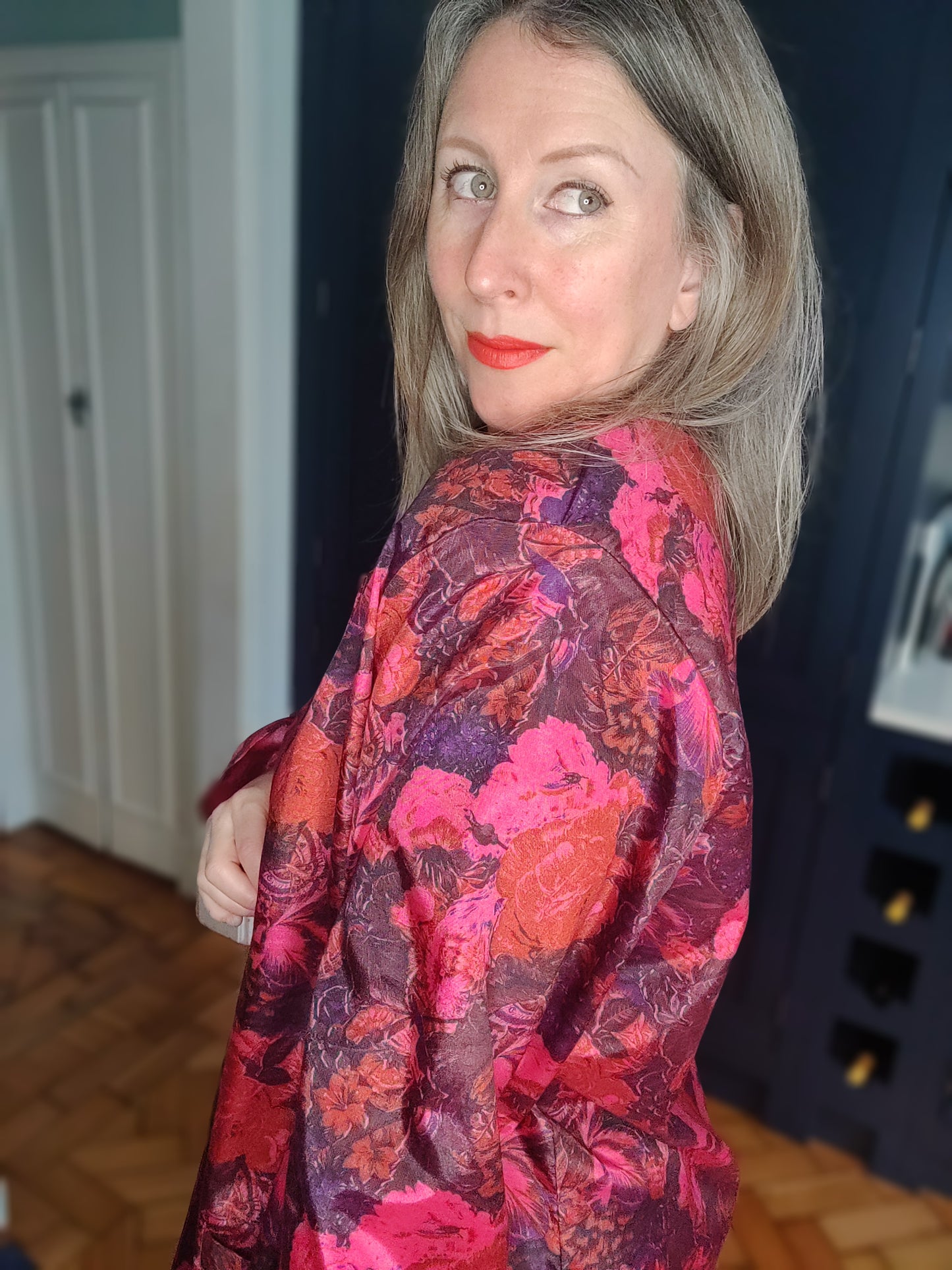 pink floral 80s jacket. plus size
