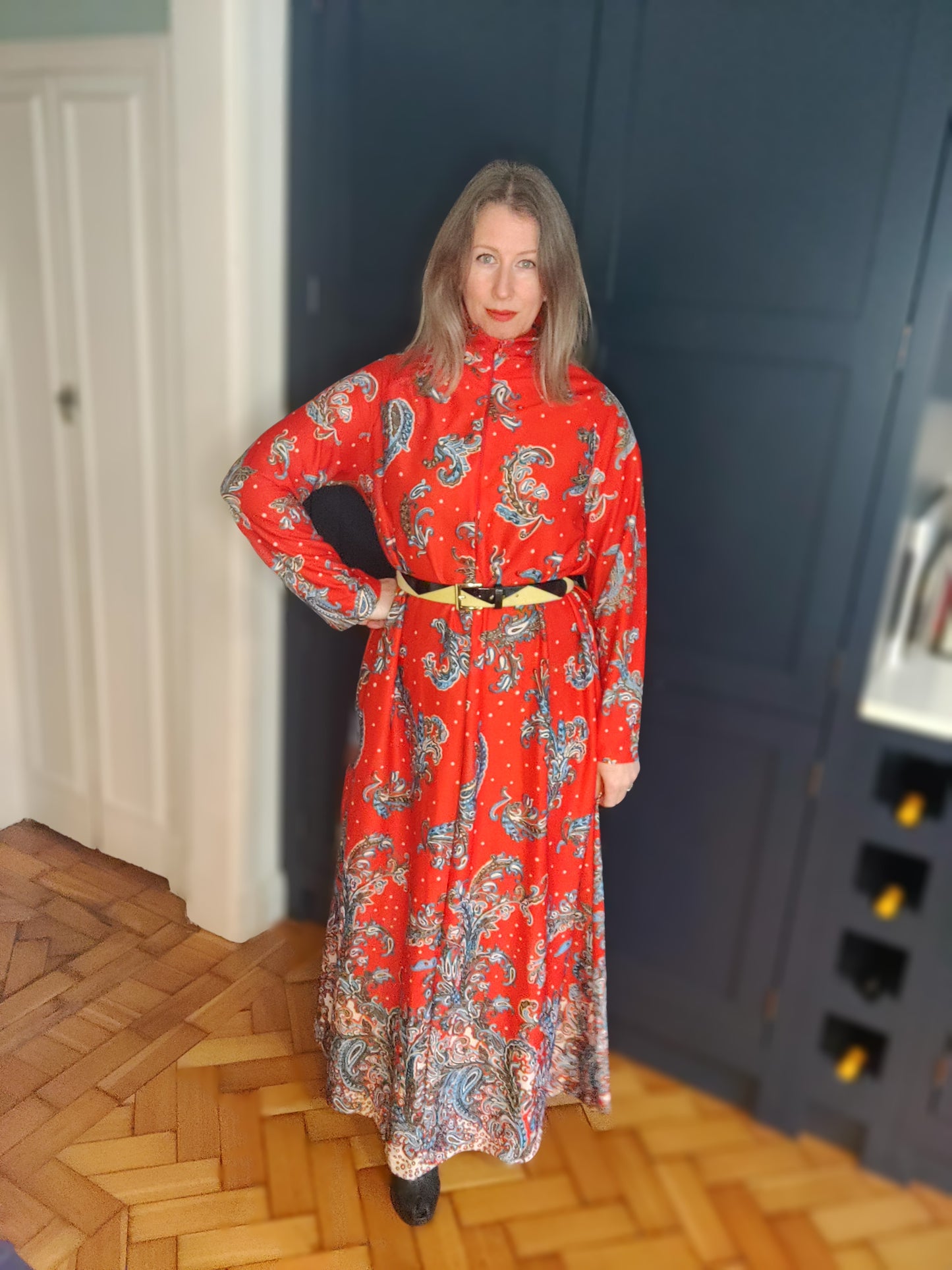 70s vintage housecoat maxi dress 16-18