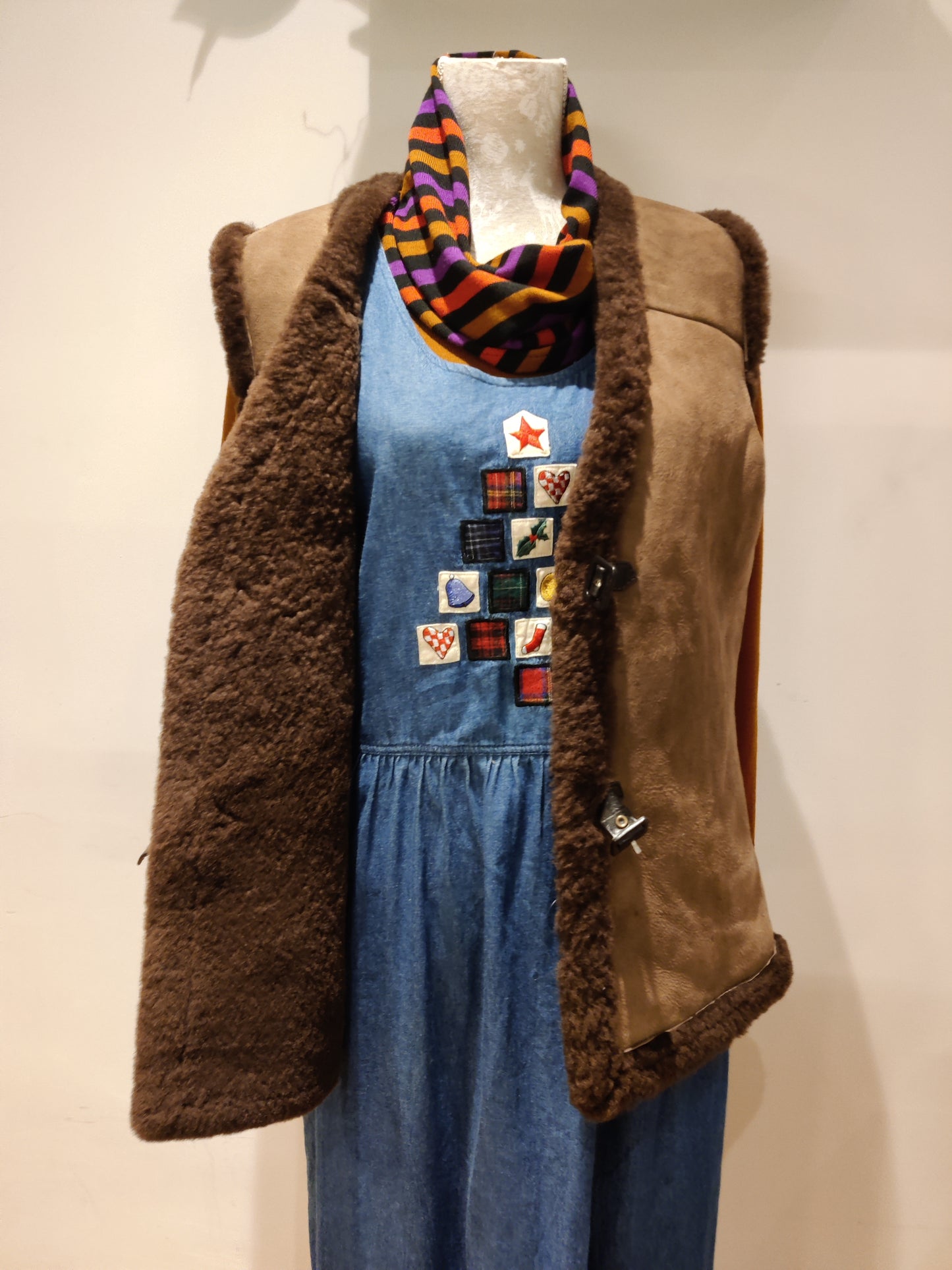 Chocolate brown sheepskin waistcoat