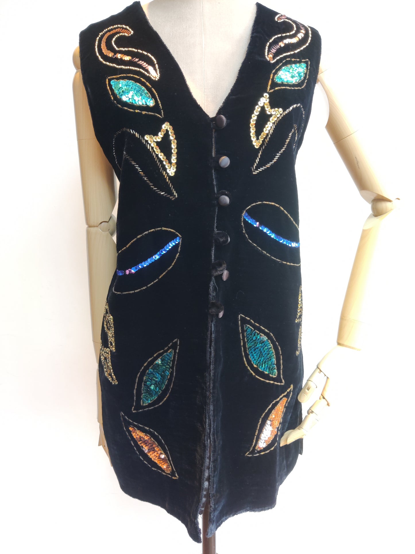 vintage sequin velvet waistcoat