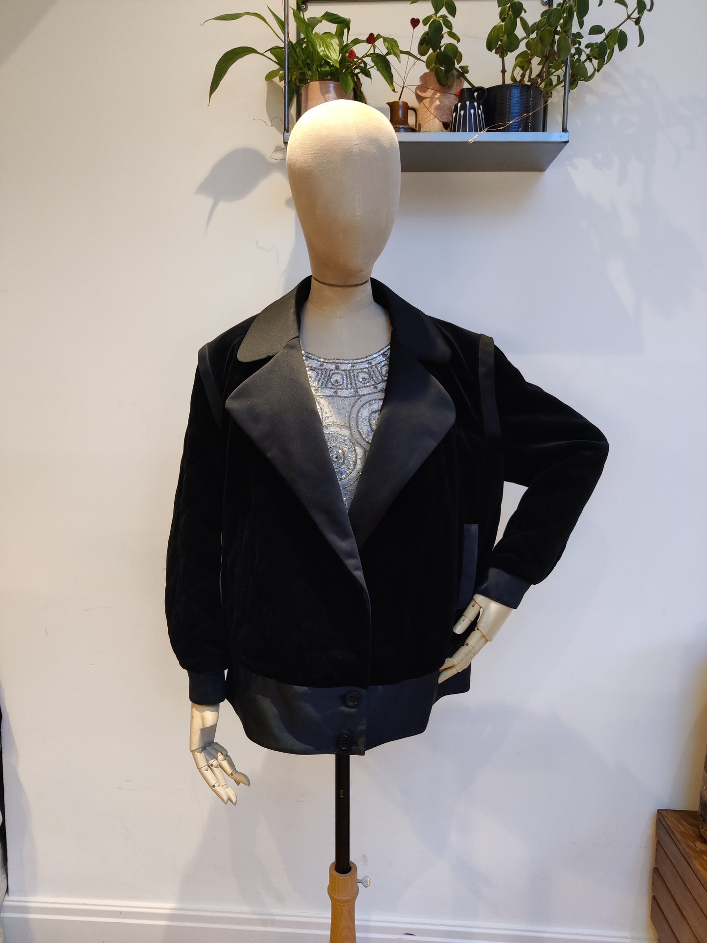 Black velvet statement collar jacket