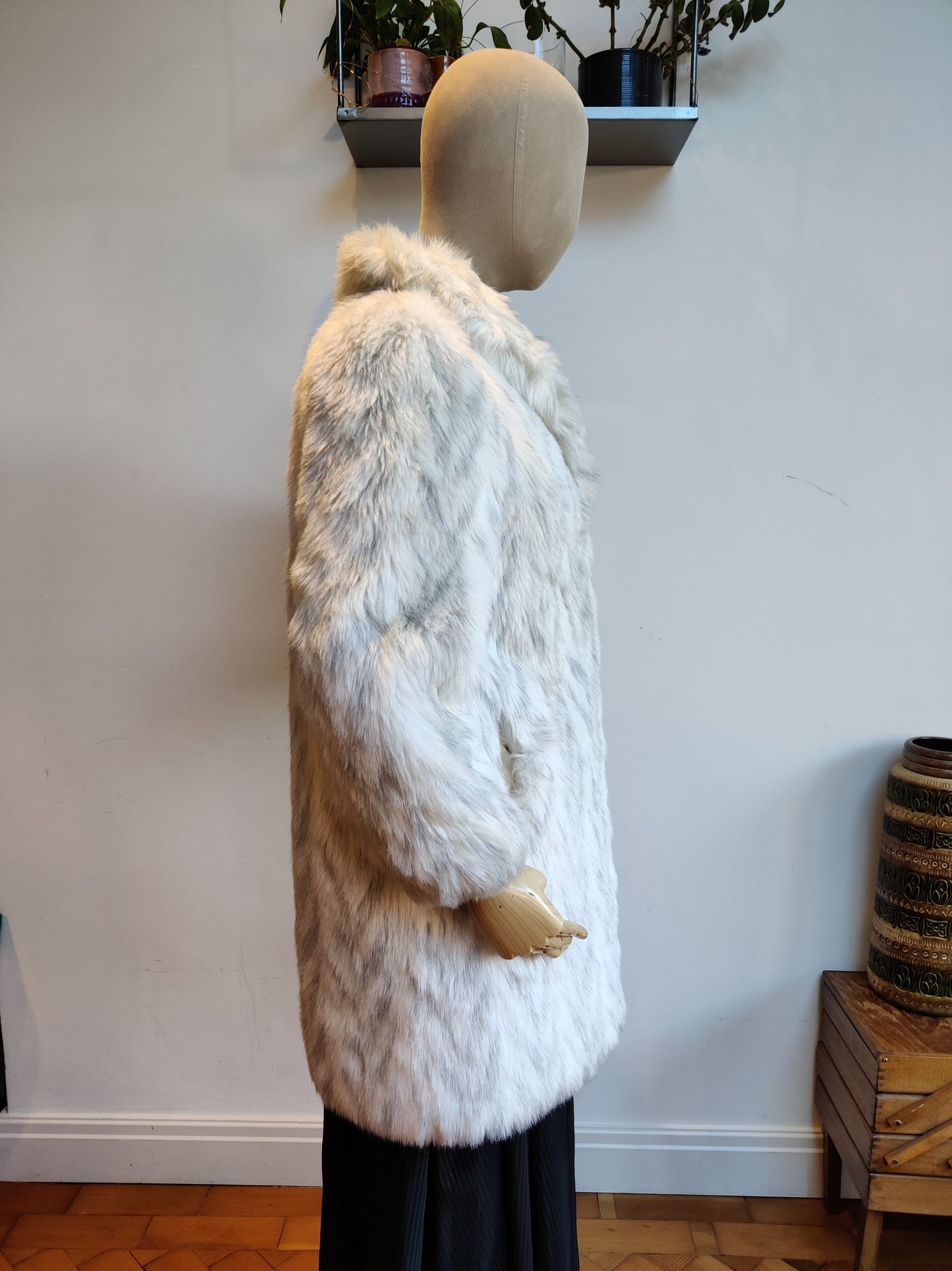 Beautiful faux snow fox fur coat.