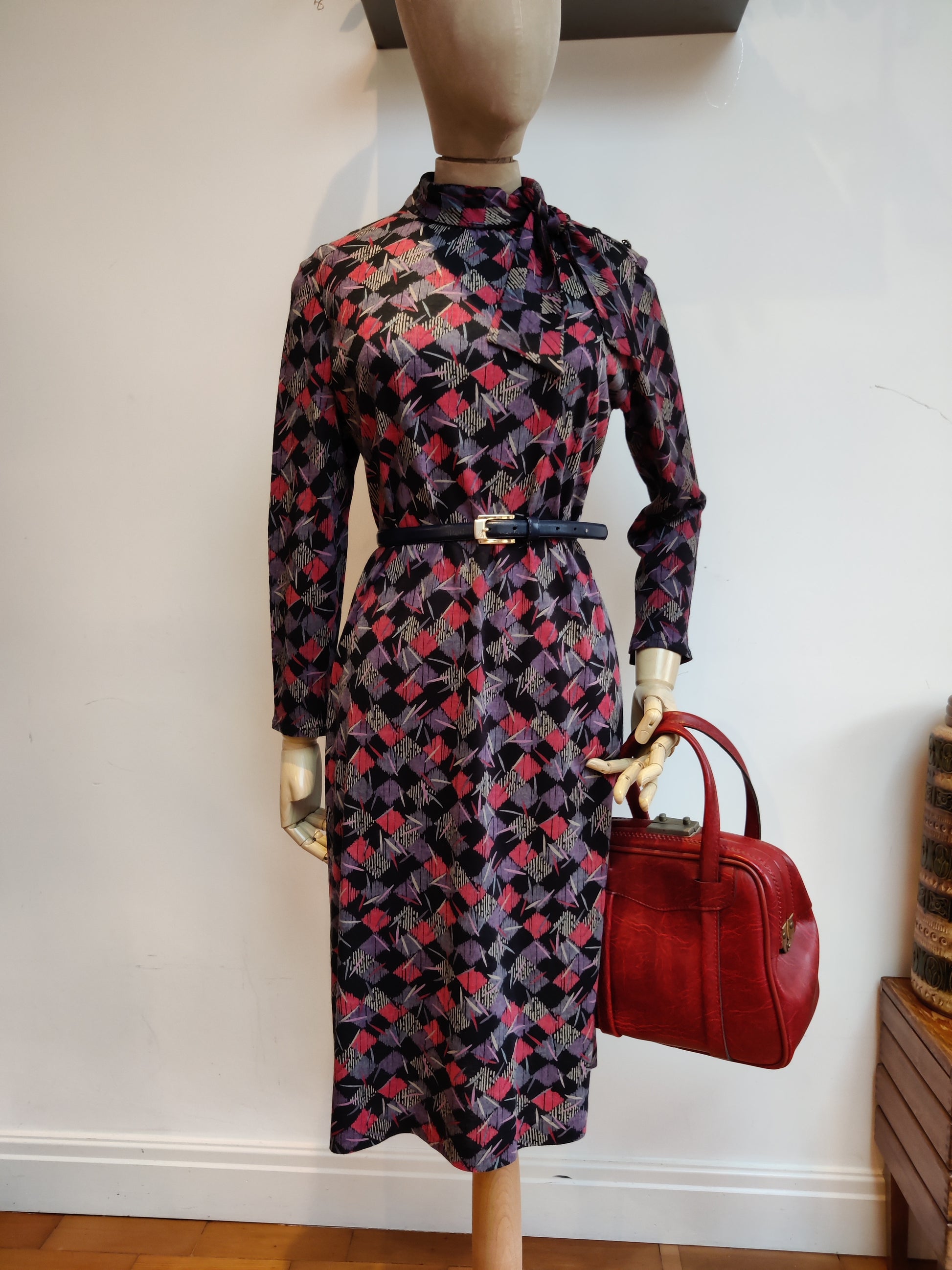 Beautiful vintage dress with retro pattern.