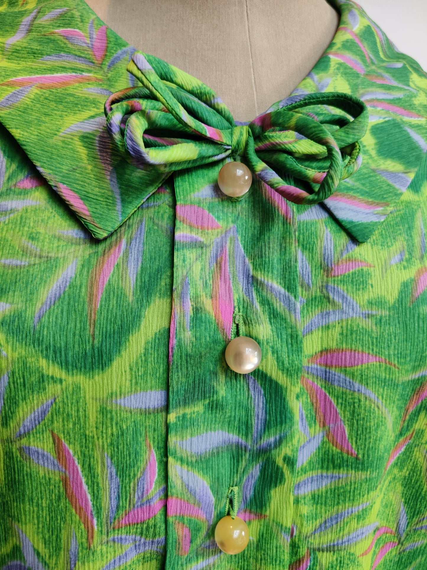 Beautiful vintage glass buttons on 60's dress