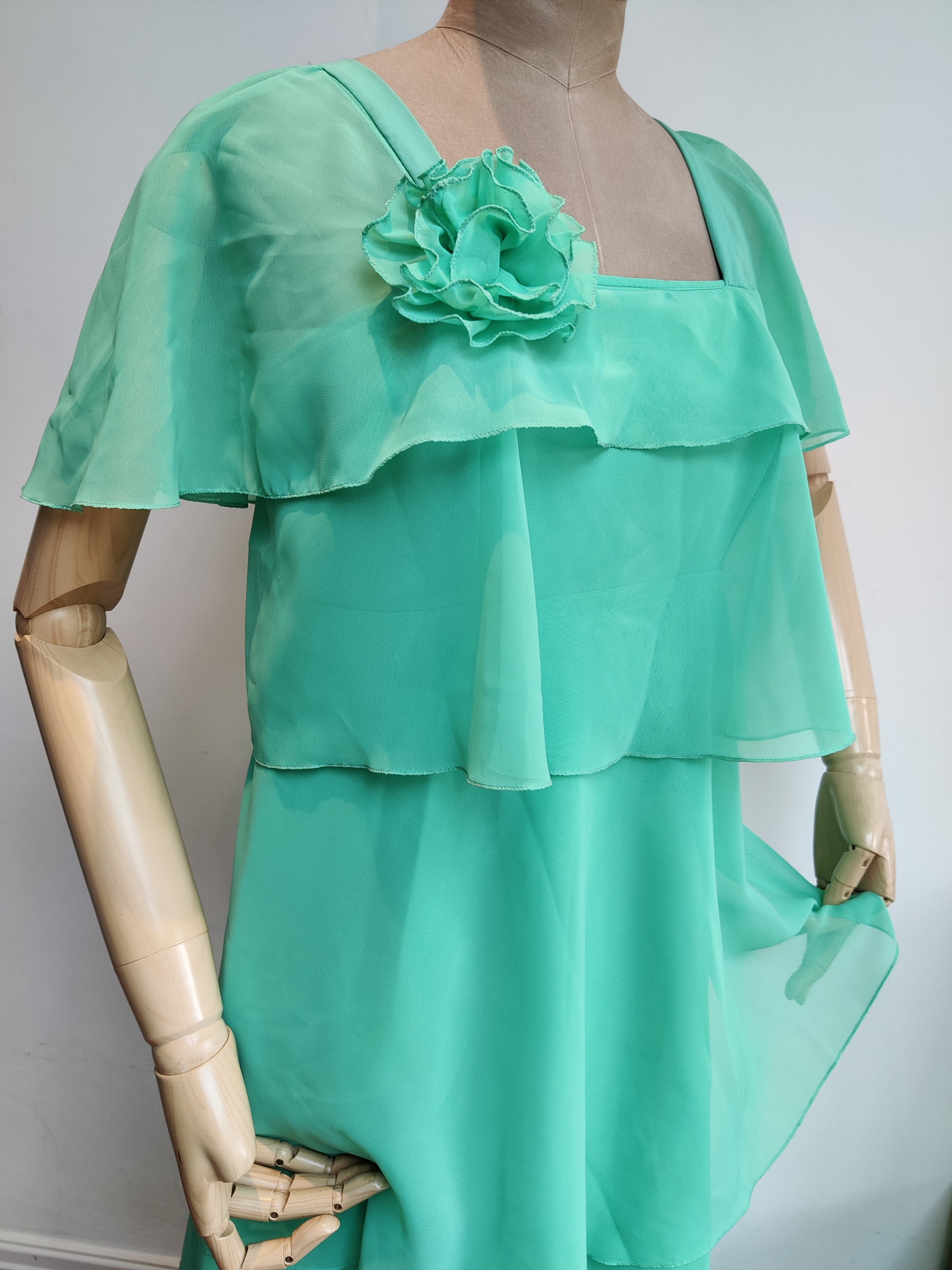 70s angel dress in green size 8