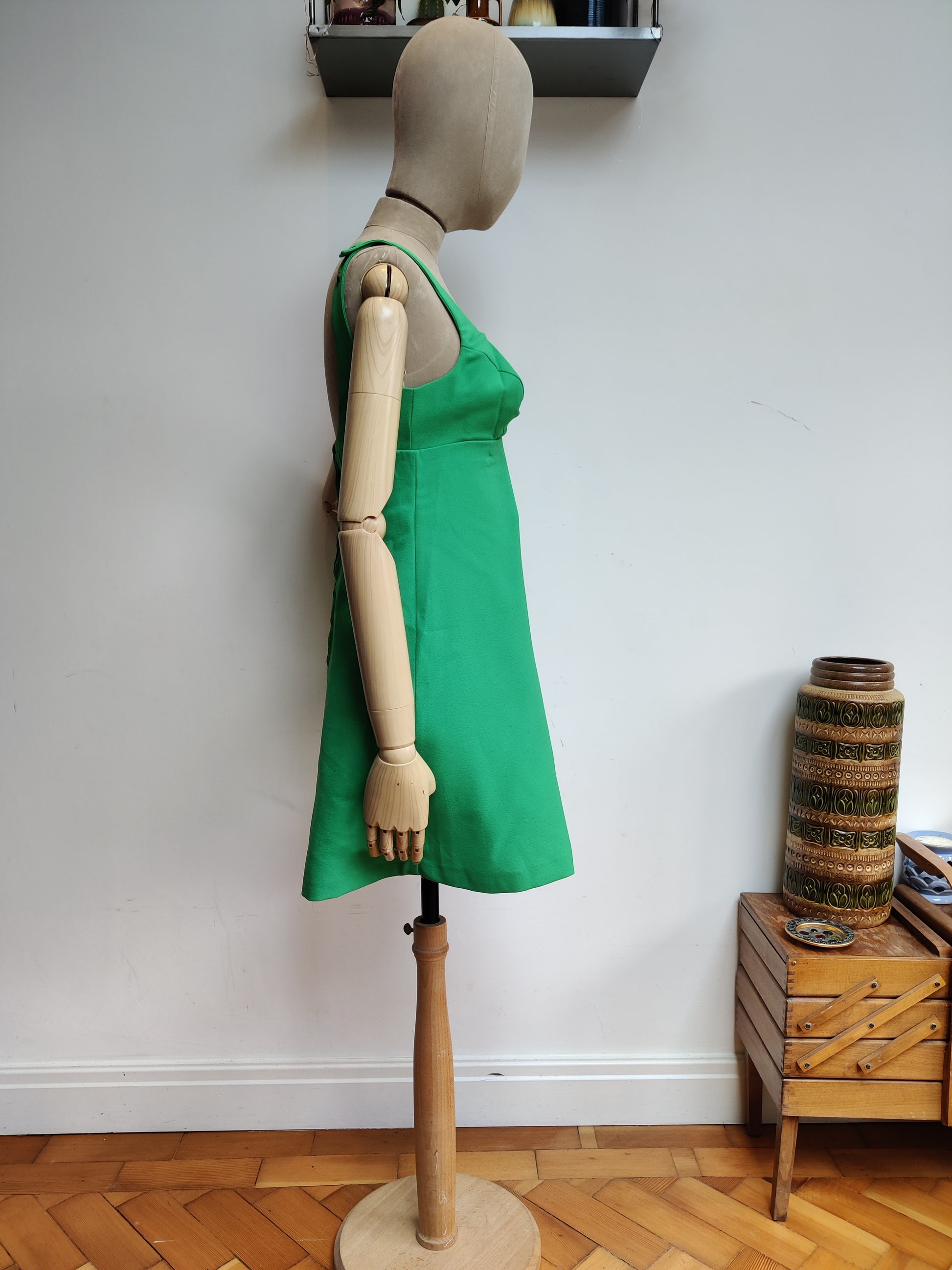 60s green mini dress size 8