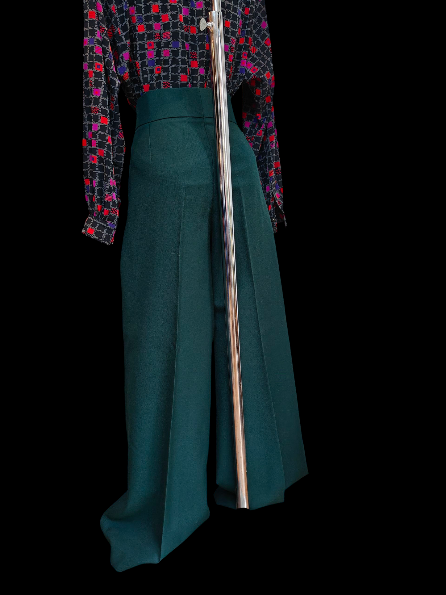 Incredible original 70s bottle green high waisted flares
