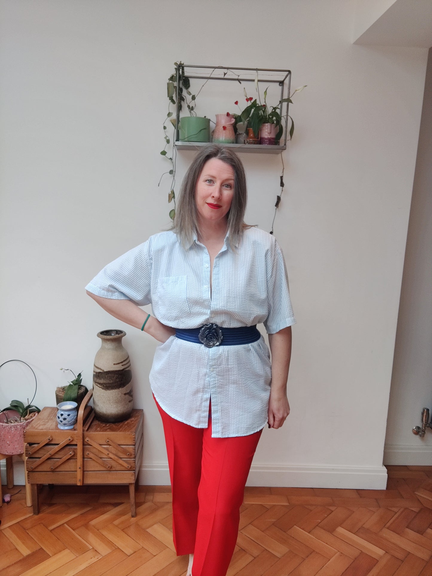 Stunning seersucker 80's shirt