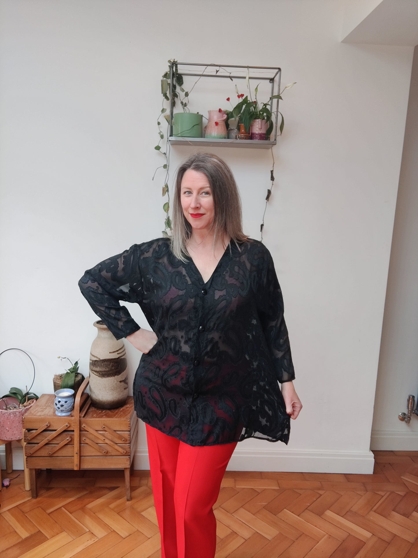 Semi sheer black shirt. size 18.