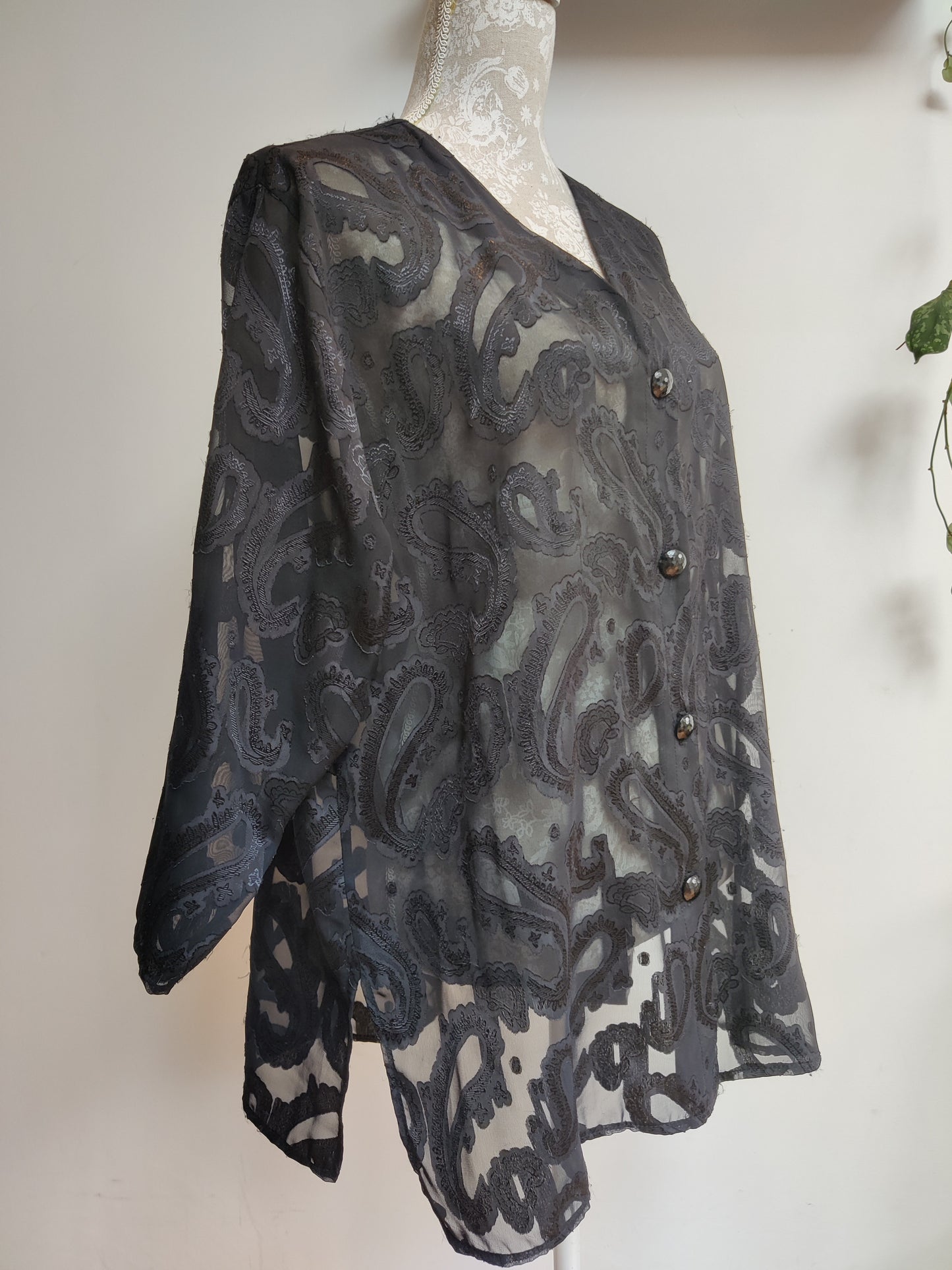 Black vintage print blouse