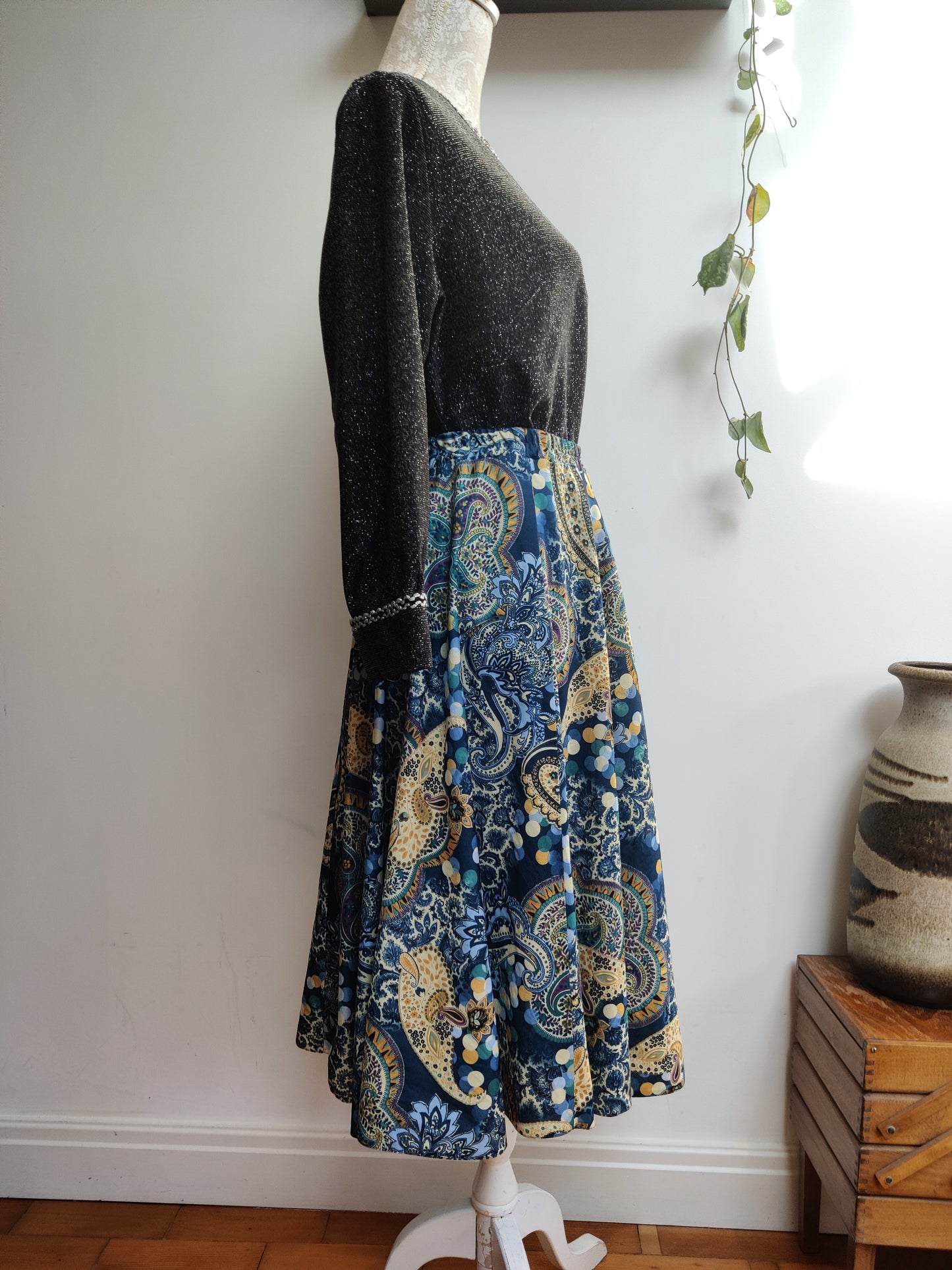 Retro print plus size vintage skirt