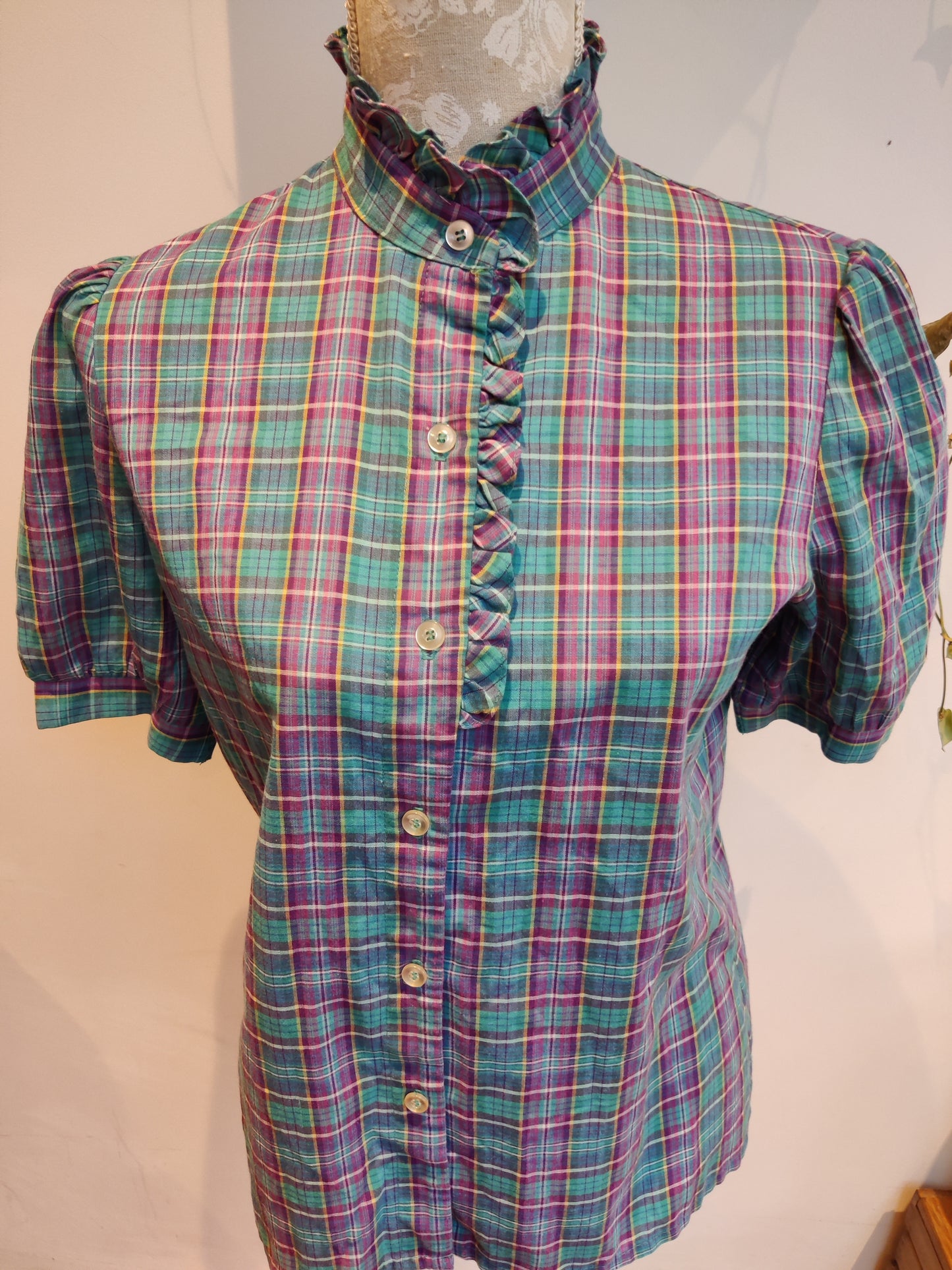 Incredible blue and purple plaid shirt.