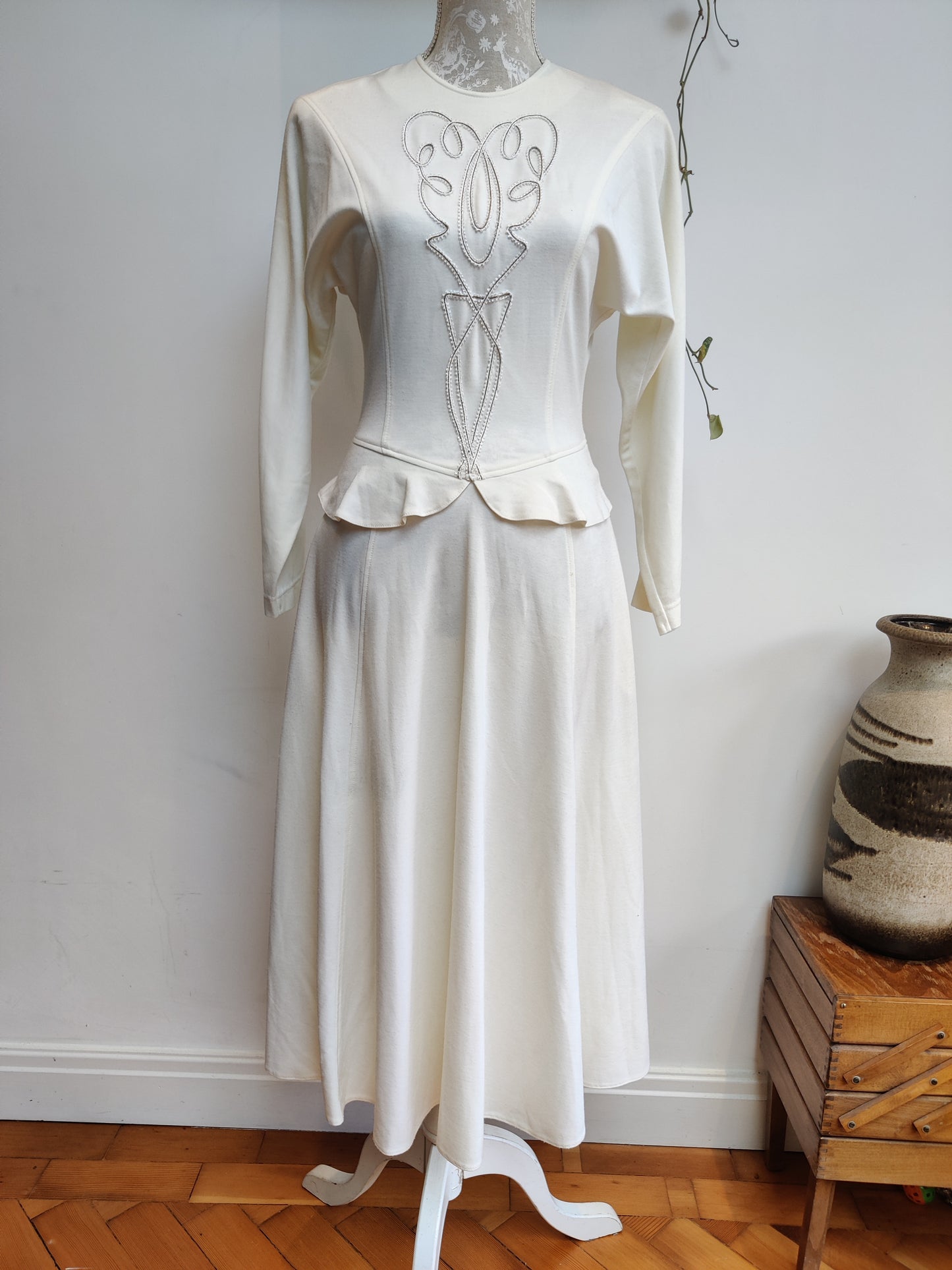 Vintage St Michaels cream midi dress XS