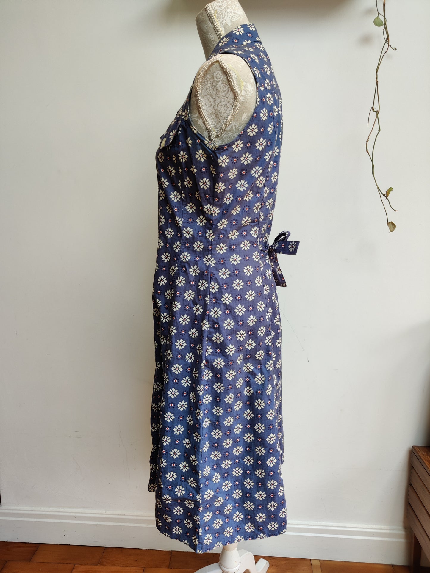 Beautiful 80s playsuit with blue floral design.