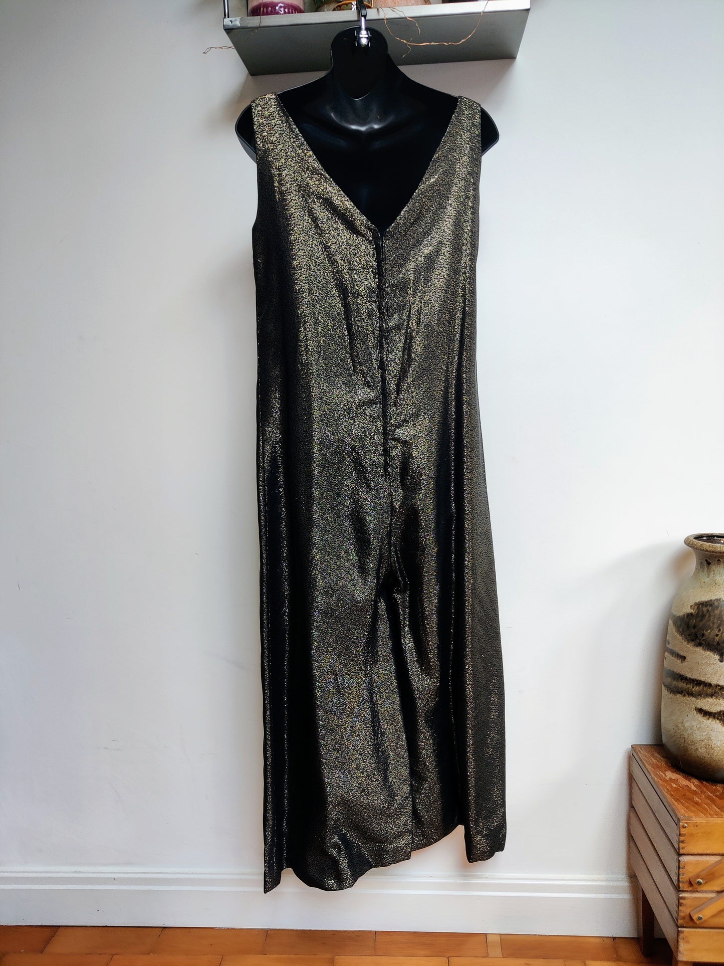 Sparkly vintage long jumpsuit. gold.