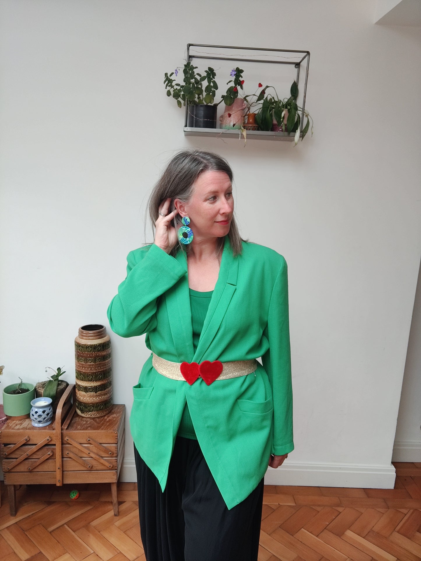 Green vintage Jacques Vert jacket. Size 16-18.