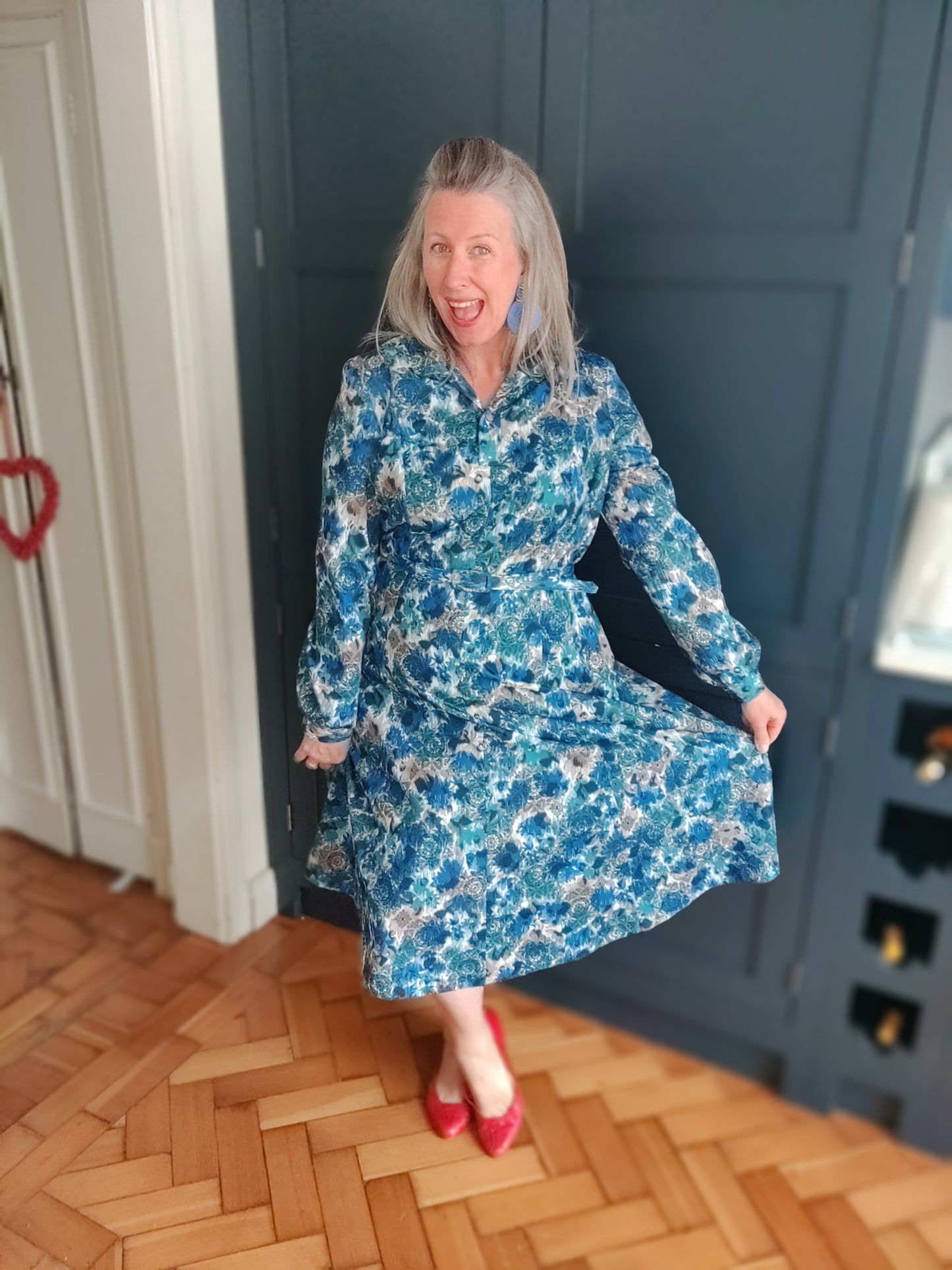 Beautiful 70s blue dress.