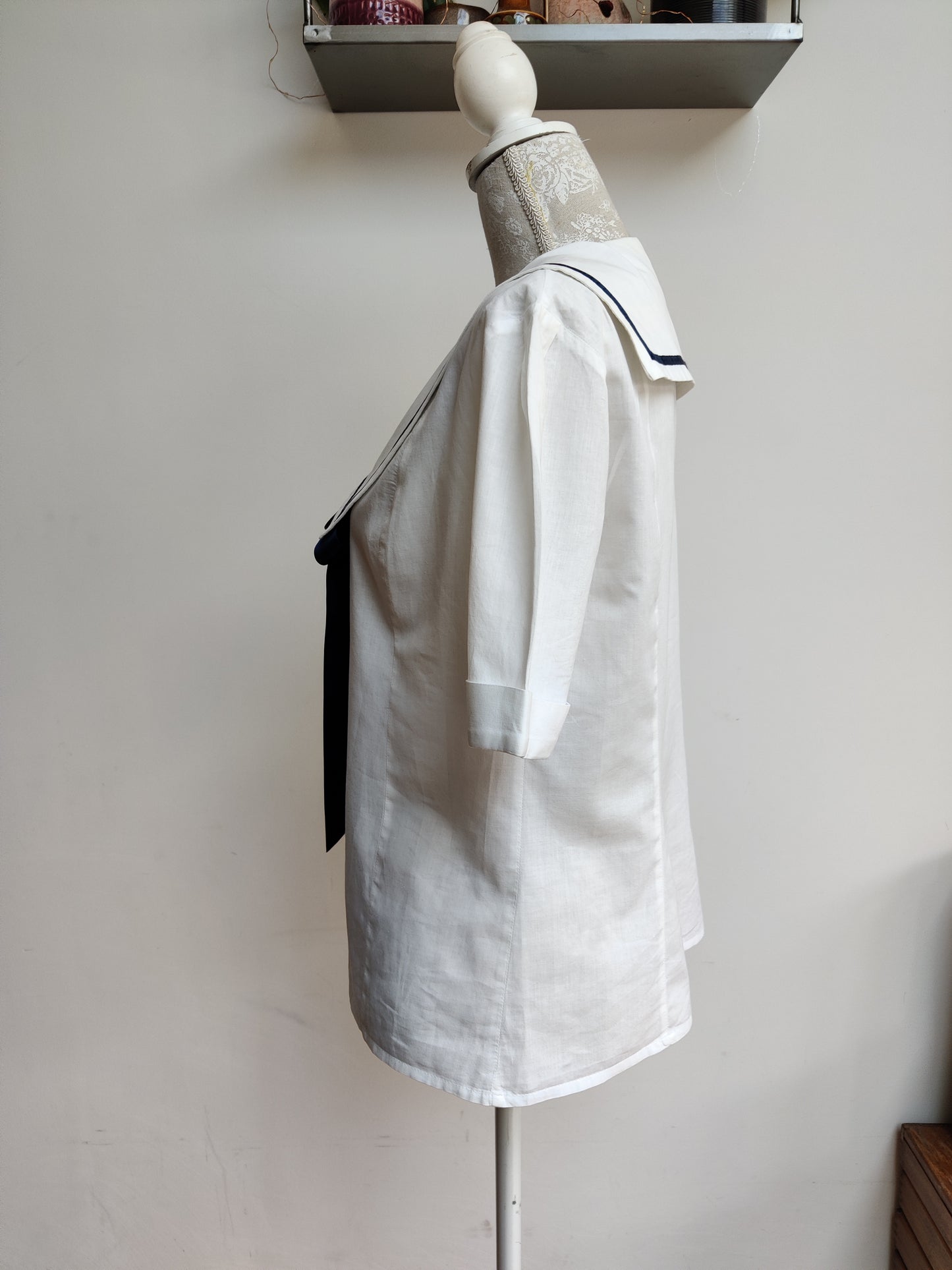 White vintage Laura Ashley sailor top size 10