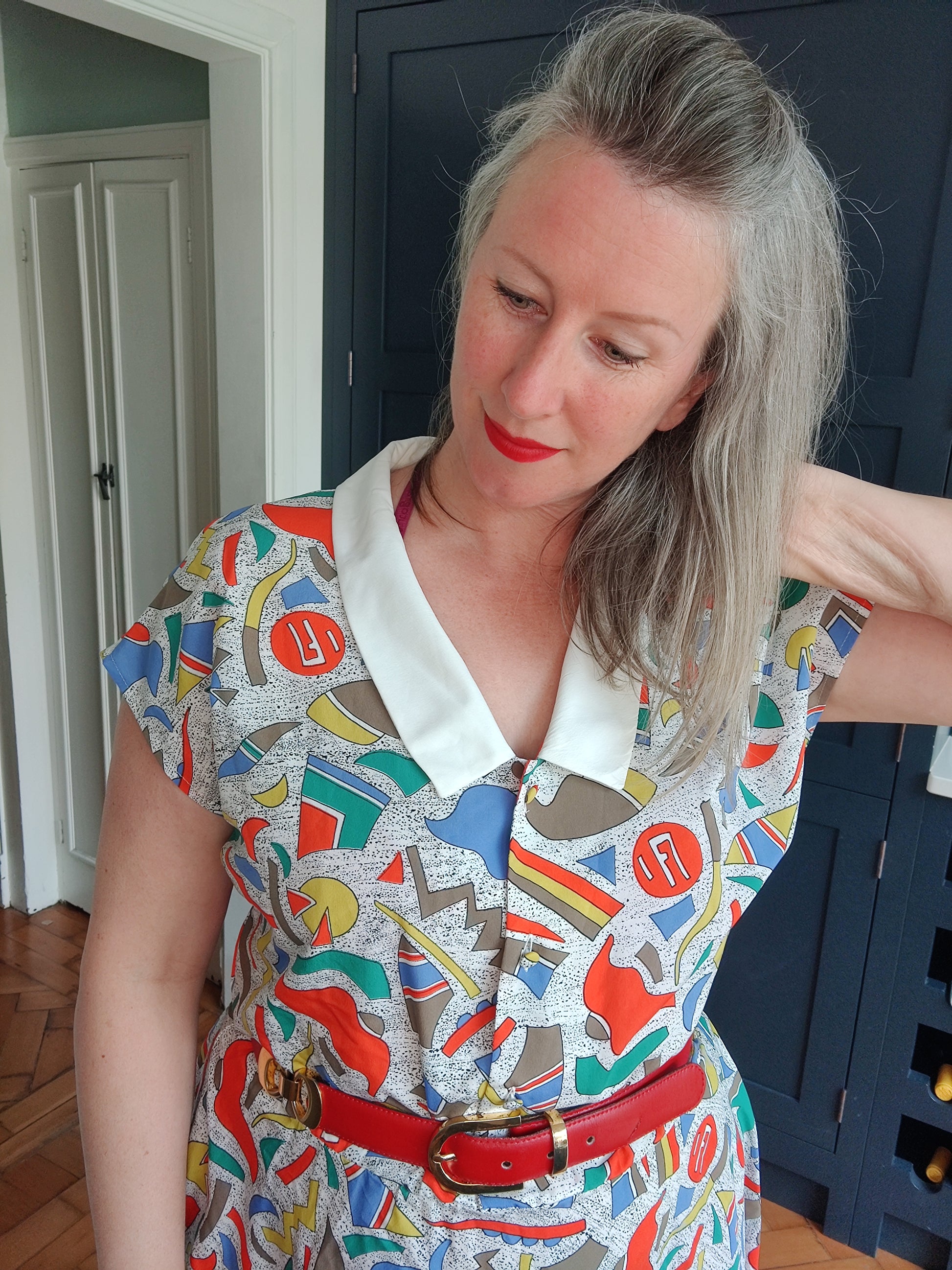 Retro print 80s dress